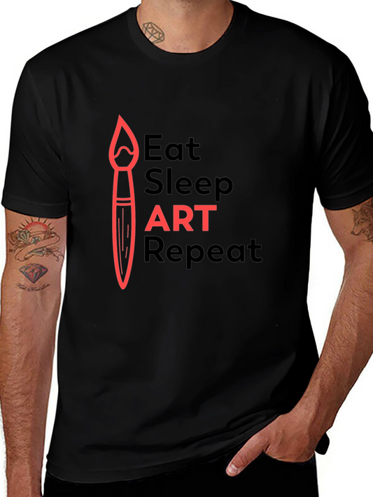 Eat Sleep Art Repeat Graphic T-Shirt - Black