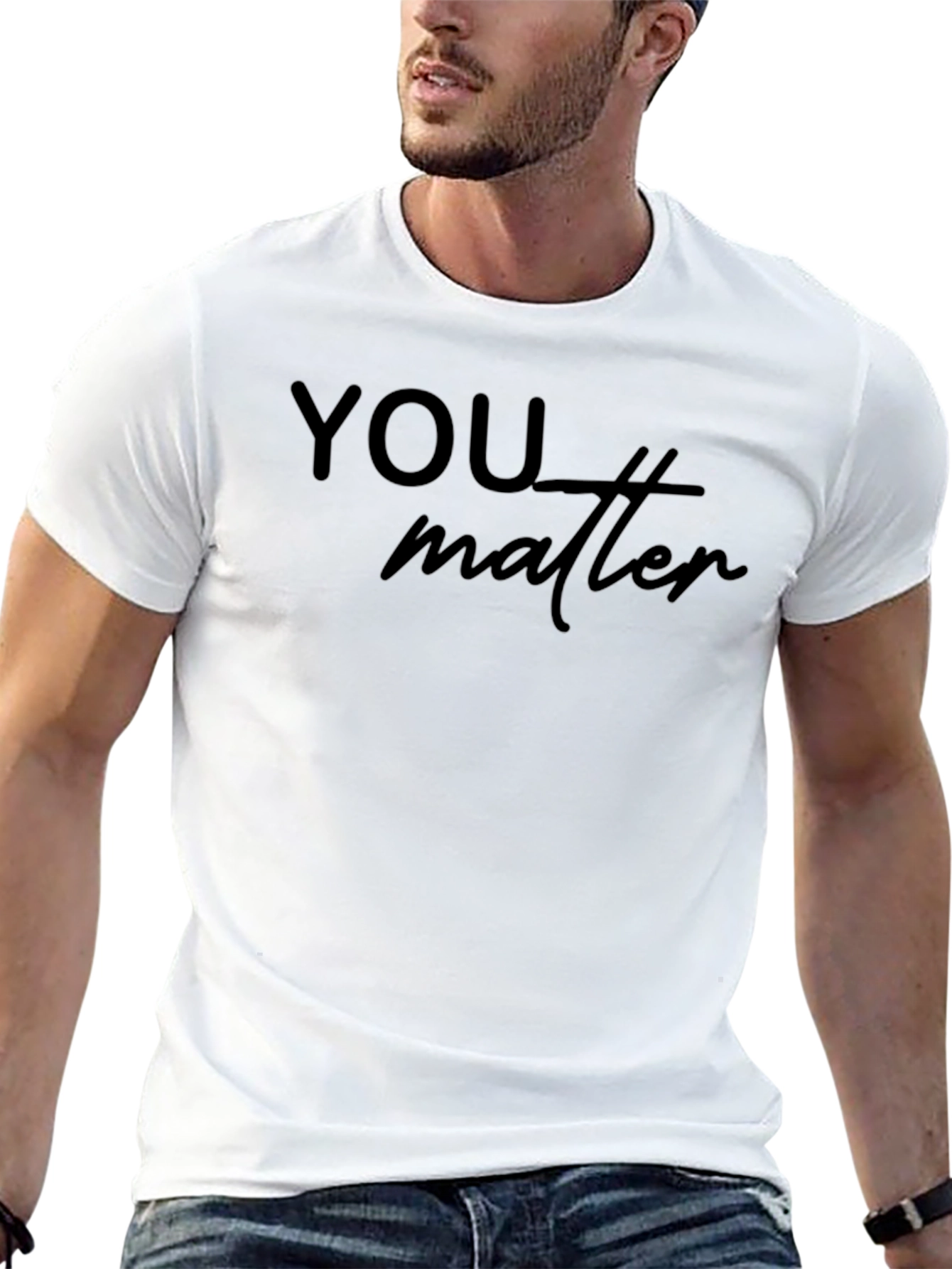 You Matter Graphic Black Tee - Mens Crew Neck