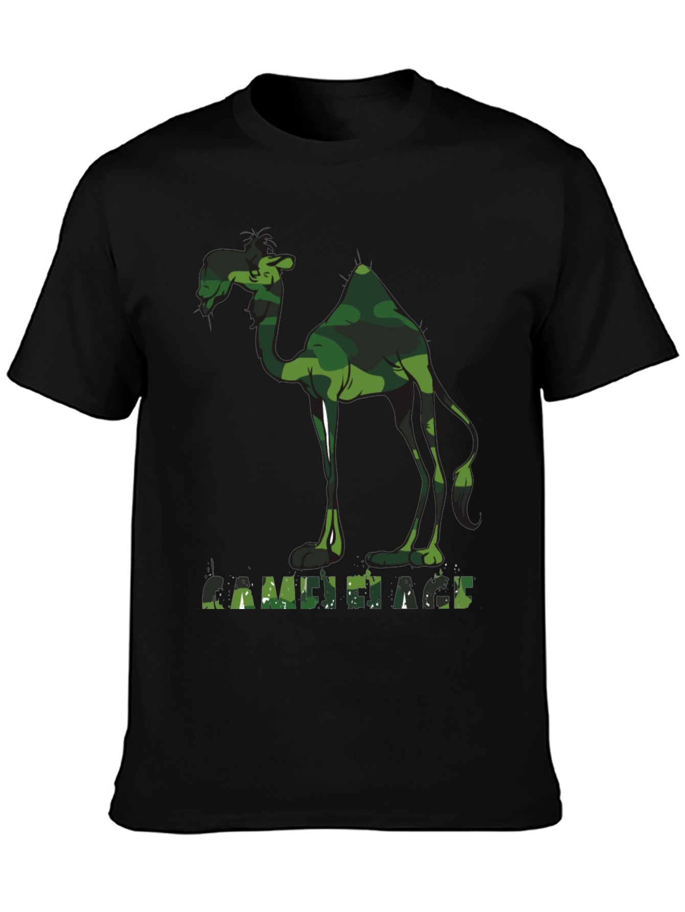 Camo Camel Graphic Tee - Black Cotton T-Shirt