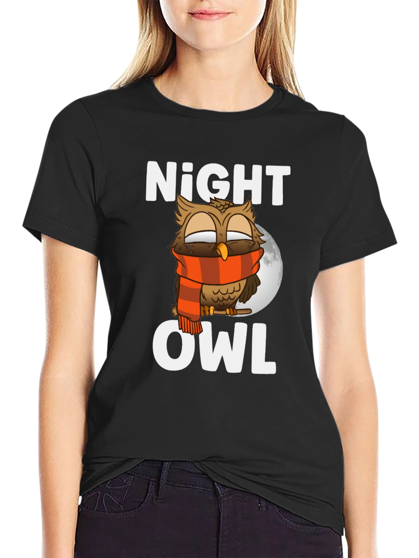 Night Owl Graphic T-Shirt - Cozy Owl Design