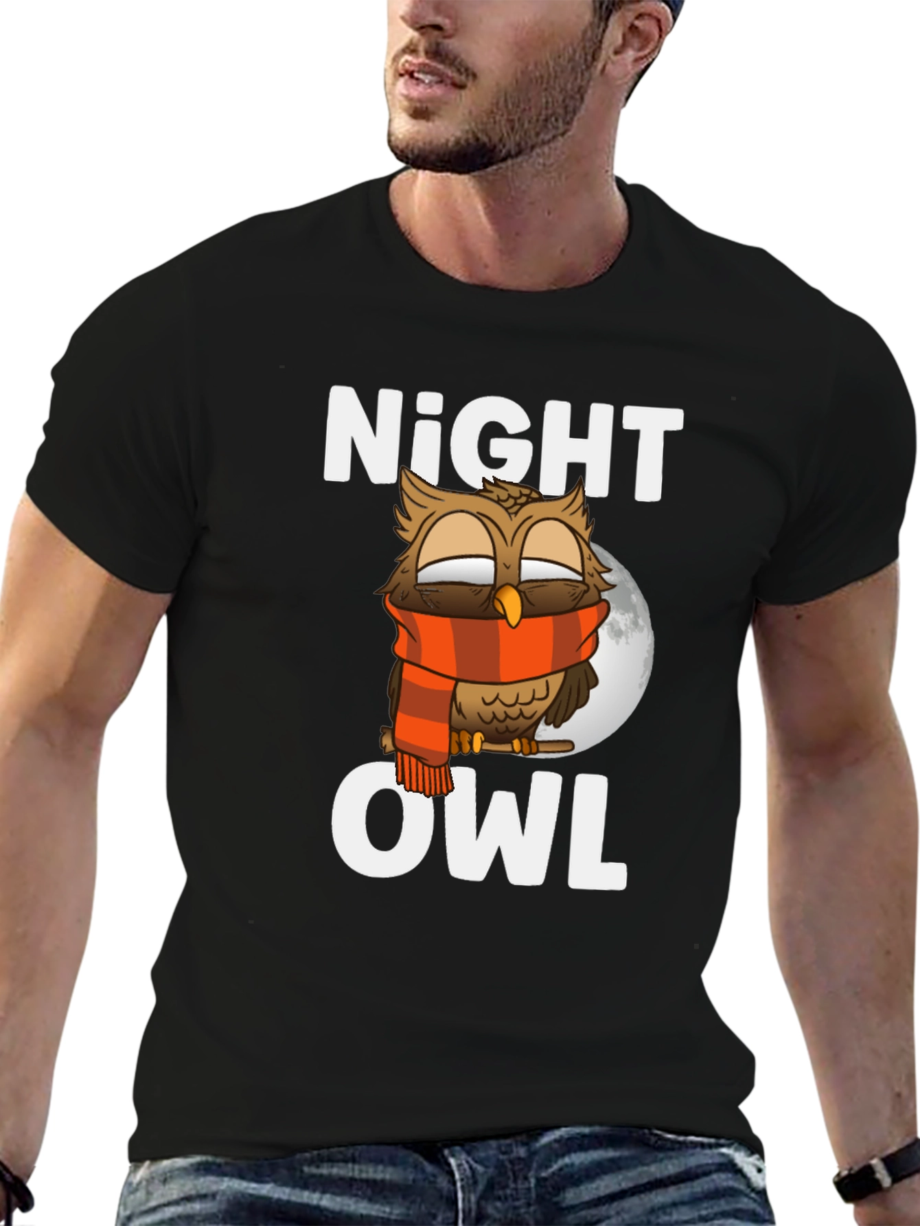 Night Owl Graphic T-Shirt - Cozy Owl Design