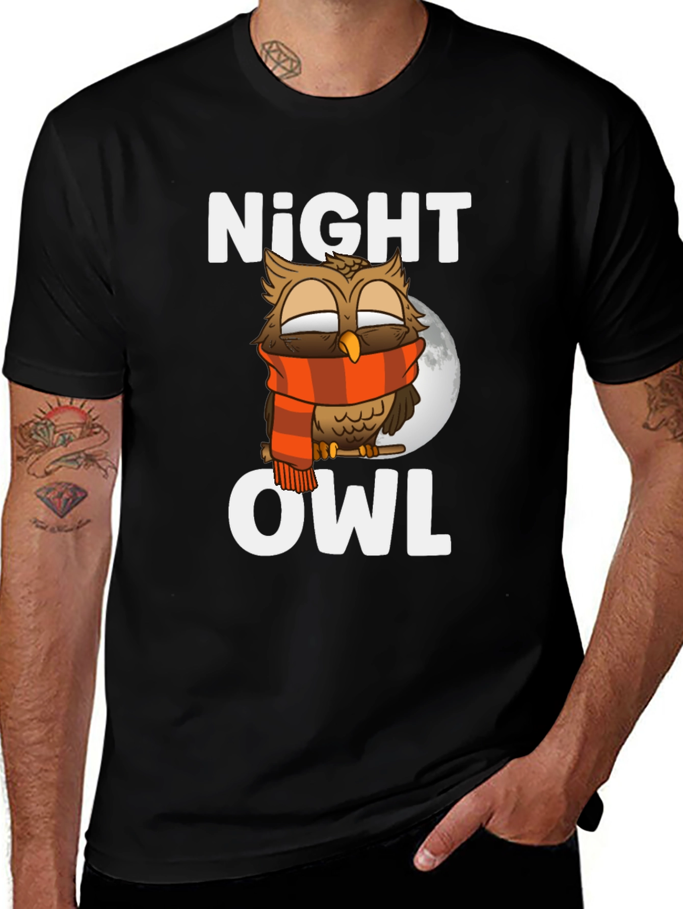 Night Owl Graphic T-Shirt - Cozy Owl Design
