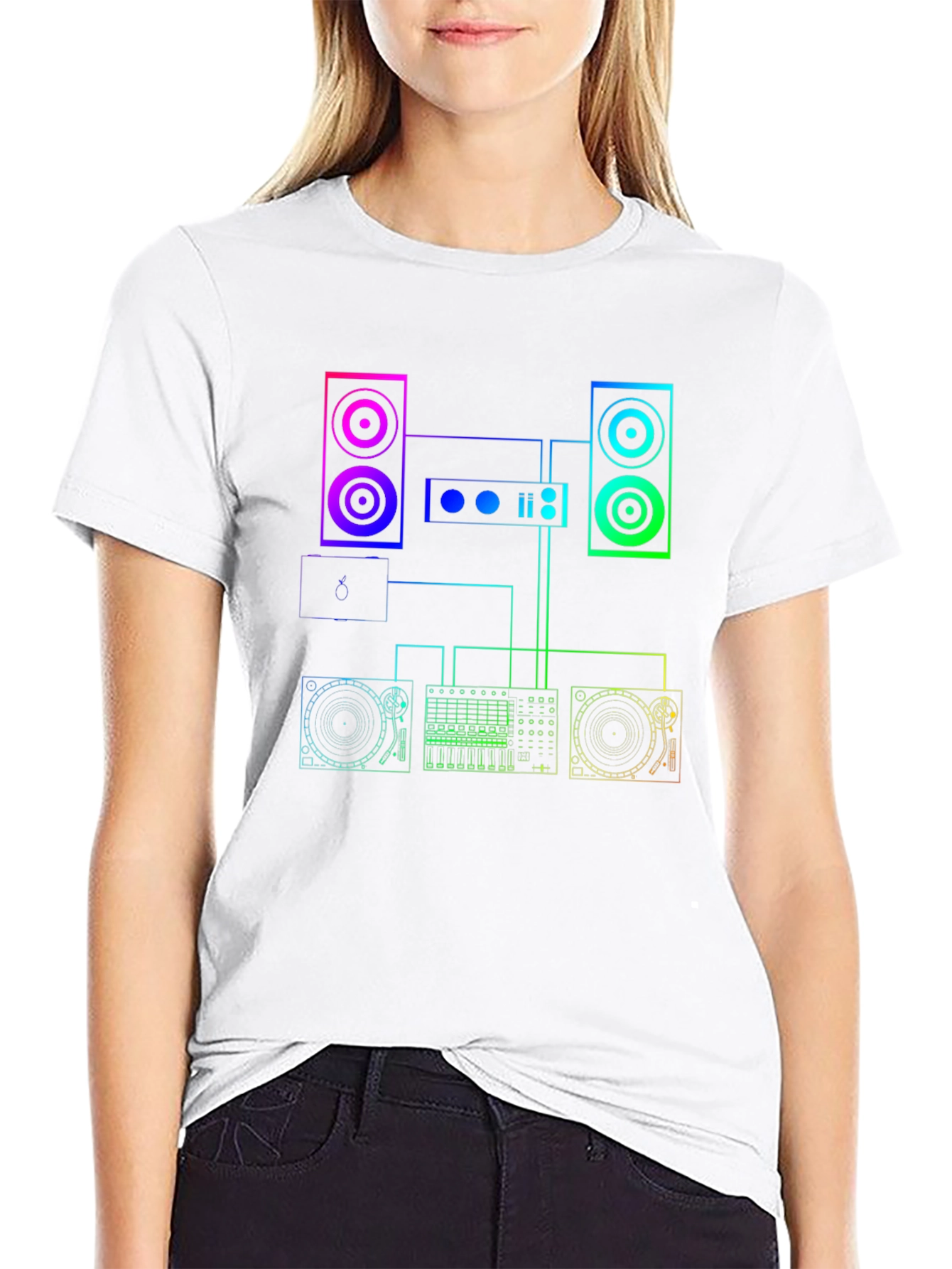 DJ Equipment Schematic Graphic Tee - Black