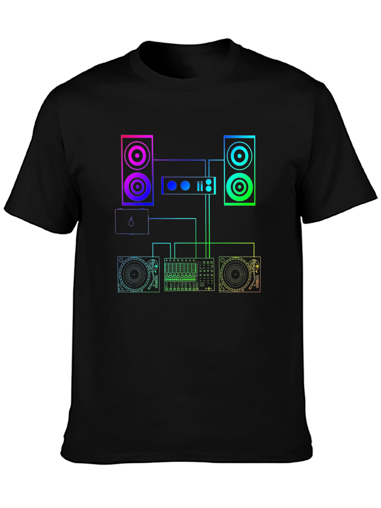 DJ Equipment Schematic Graphic Tee - Black