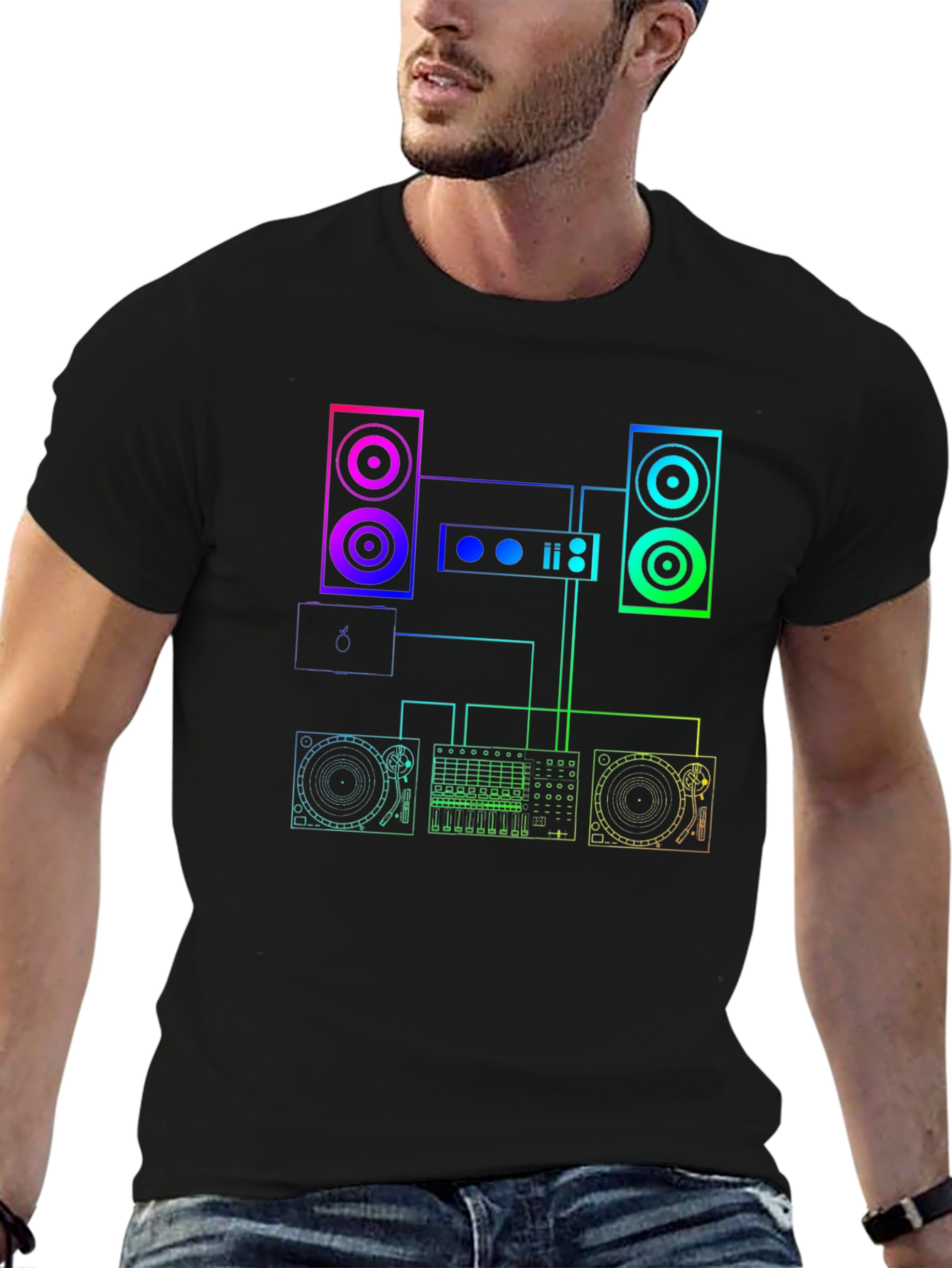DJ Equipment Schematic Graphic Tee - Black