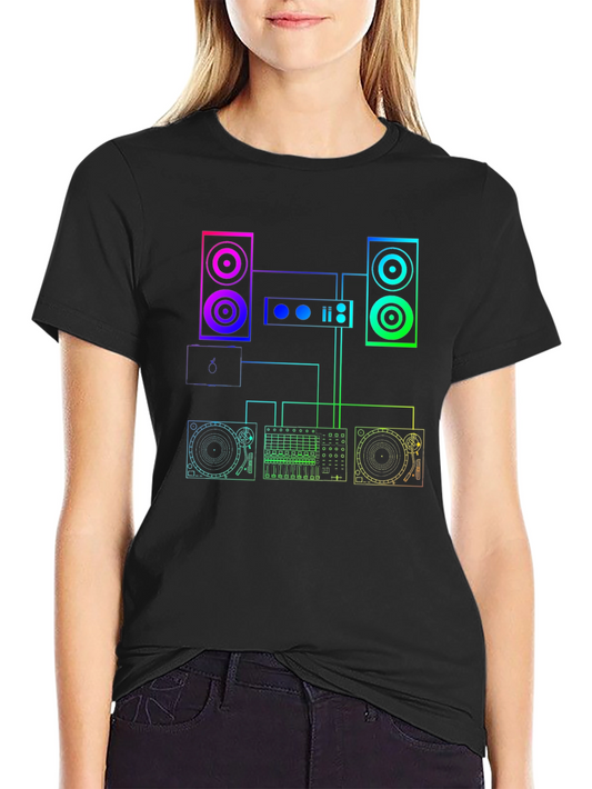 DJ Equipment Schematic Graphic Tee - Black