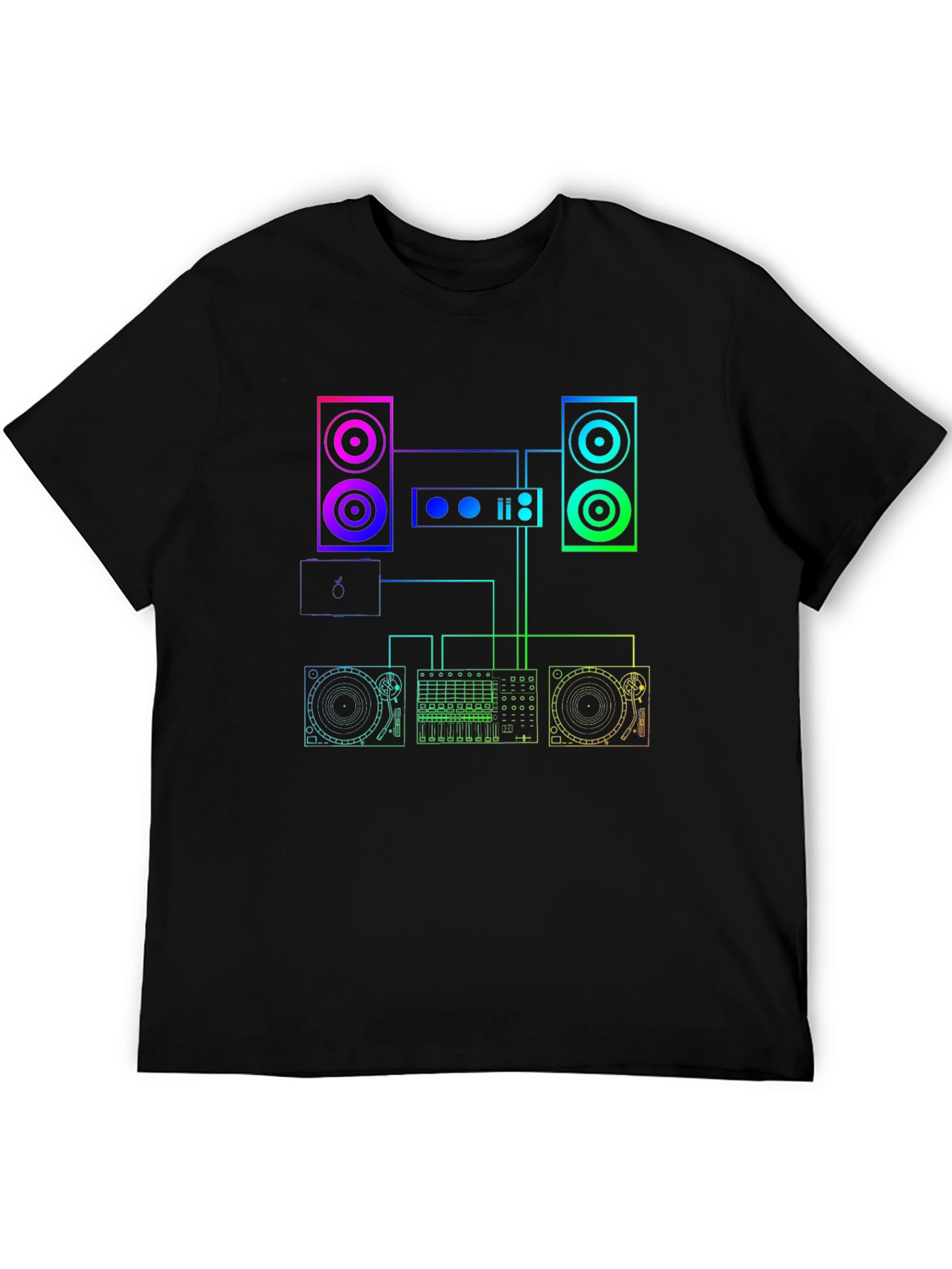 DJ Equipment Schematic Graphic Tee - Black