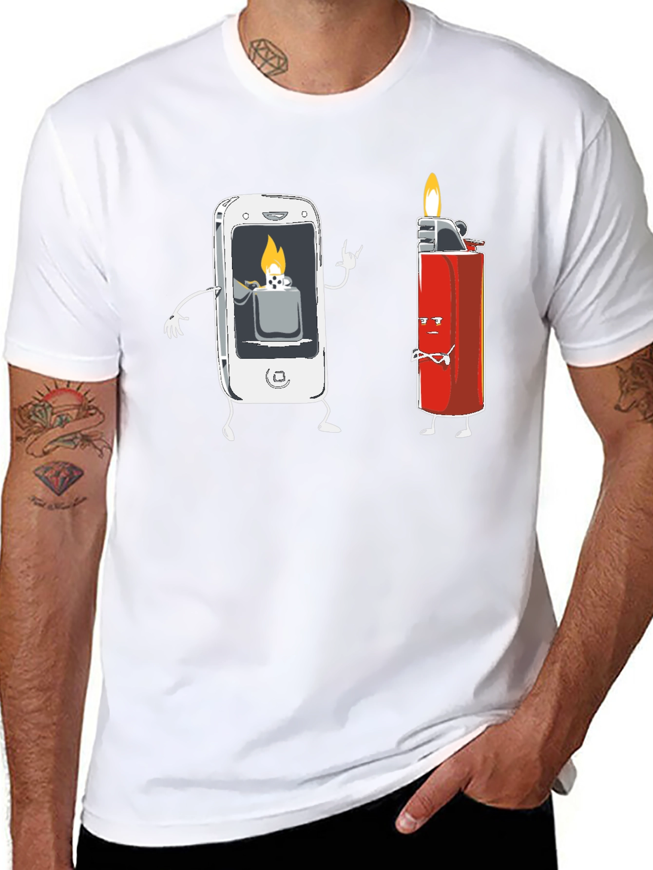 Funny Tech Humor T-Shirt - Smartphone Lighter Design