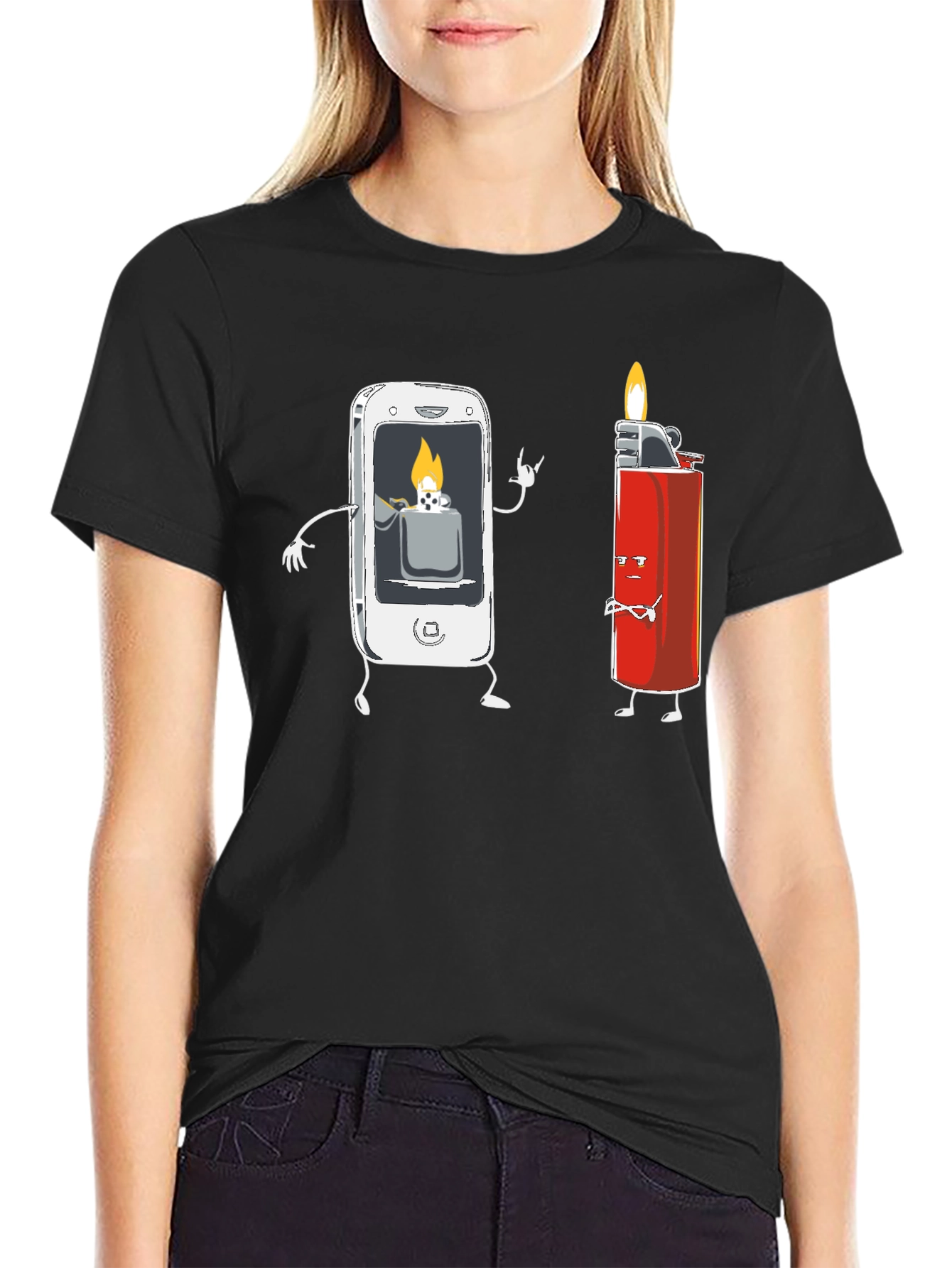 Funny Tech Humor T-Shirt - Smartphone Lighter Design
