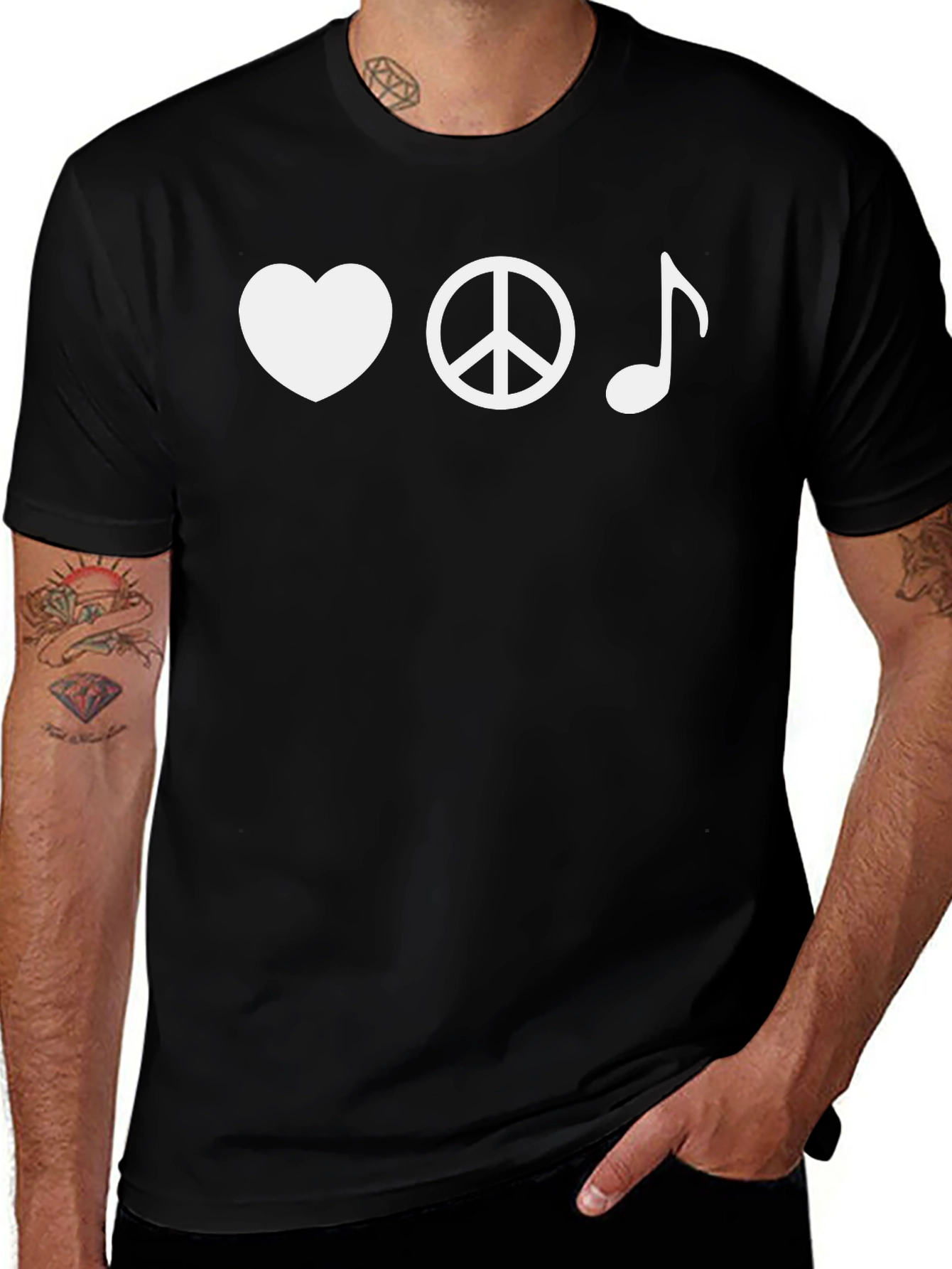 Love Peace Music Graphic Tee - Black