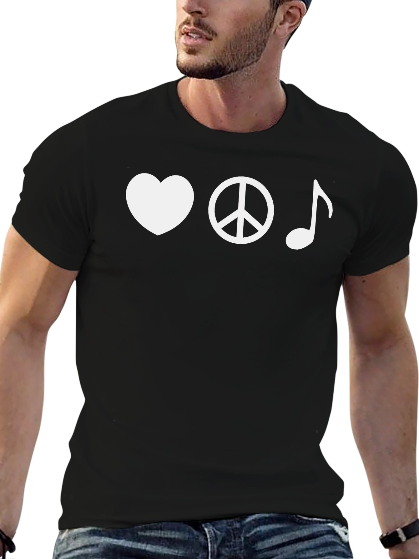 Love Peace Music Graphic Tee - Black