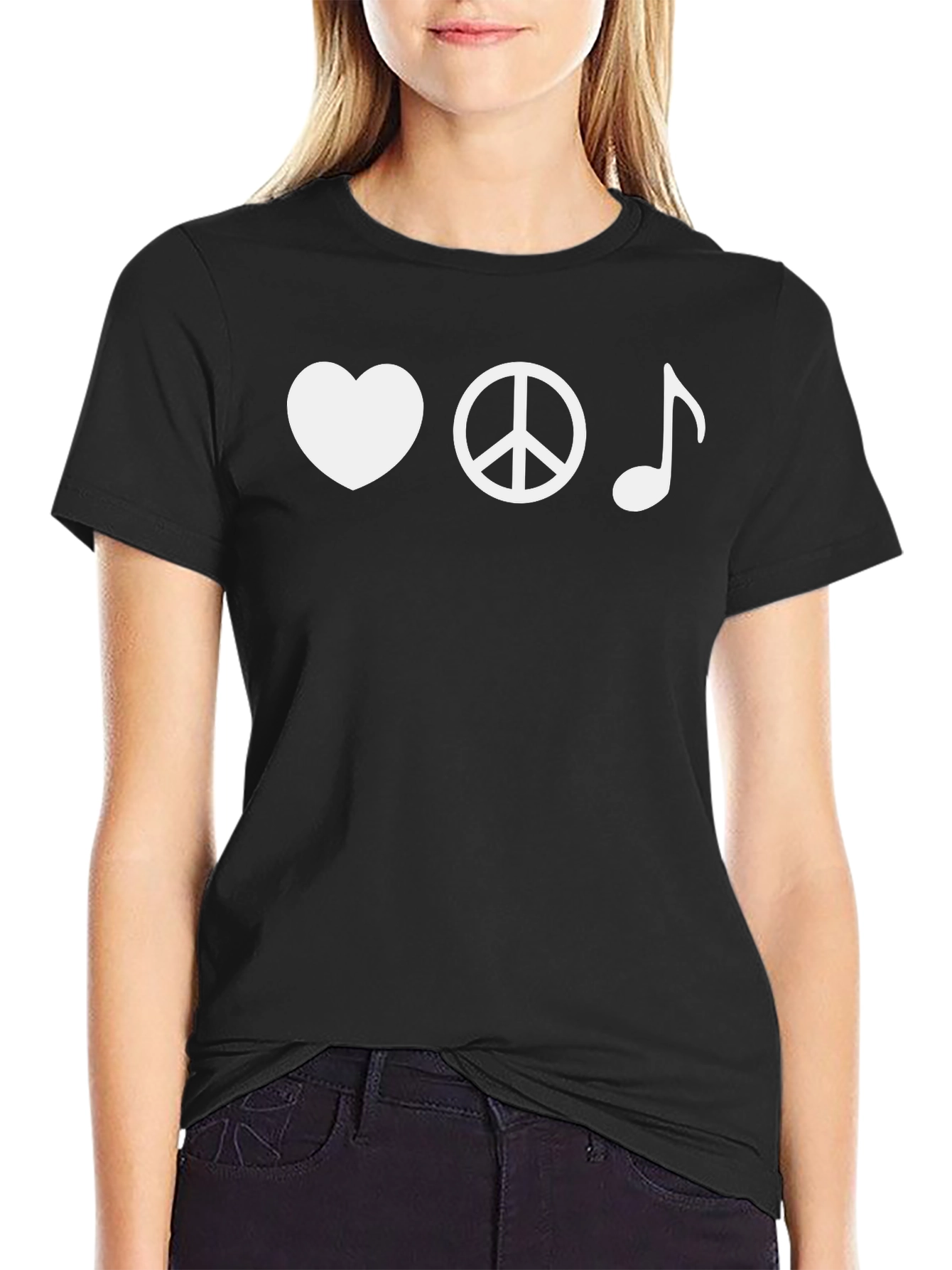 Love Peace Music Graphic Tee - Black