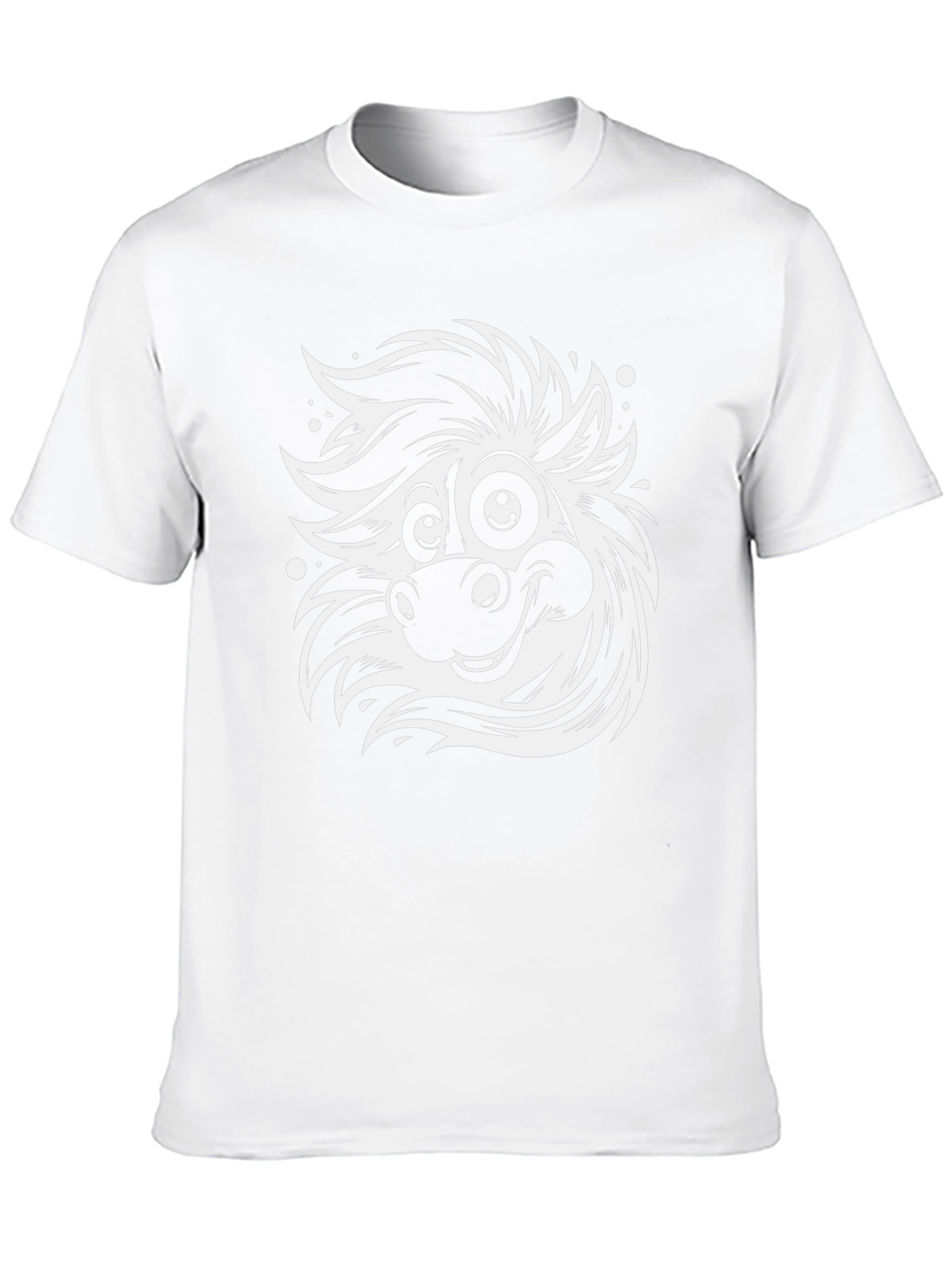 Cartoon Horse Graphic Tee - Black Cotton Blend