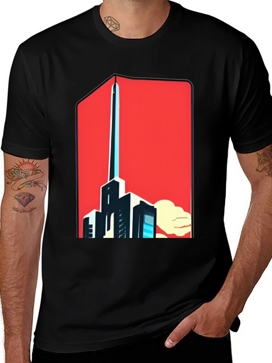 Bold Graphic Tee: Cityscape Art Design