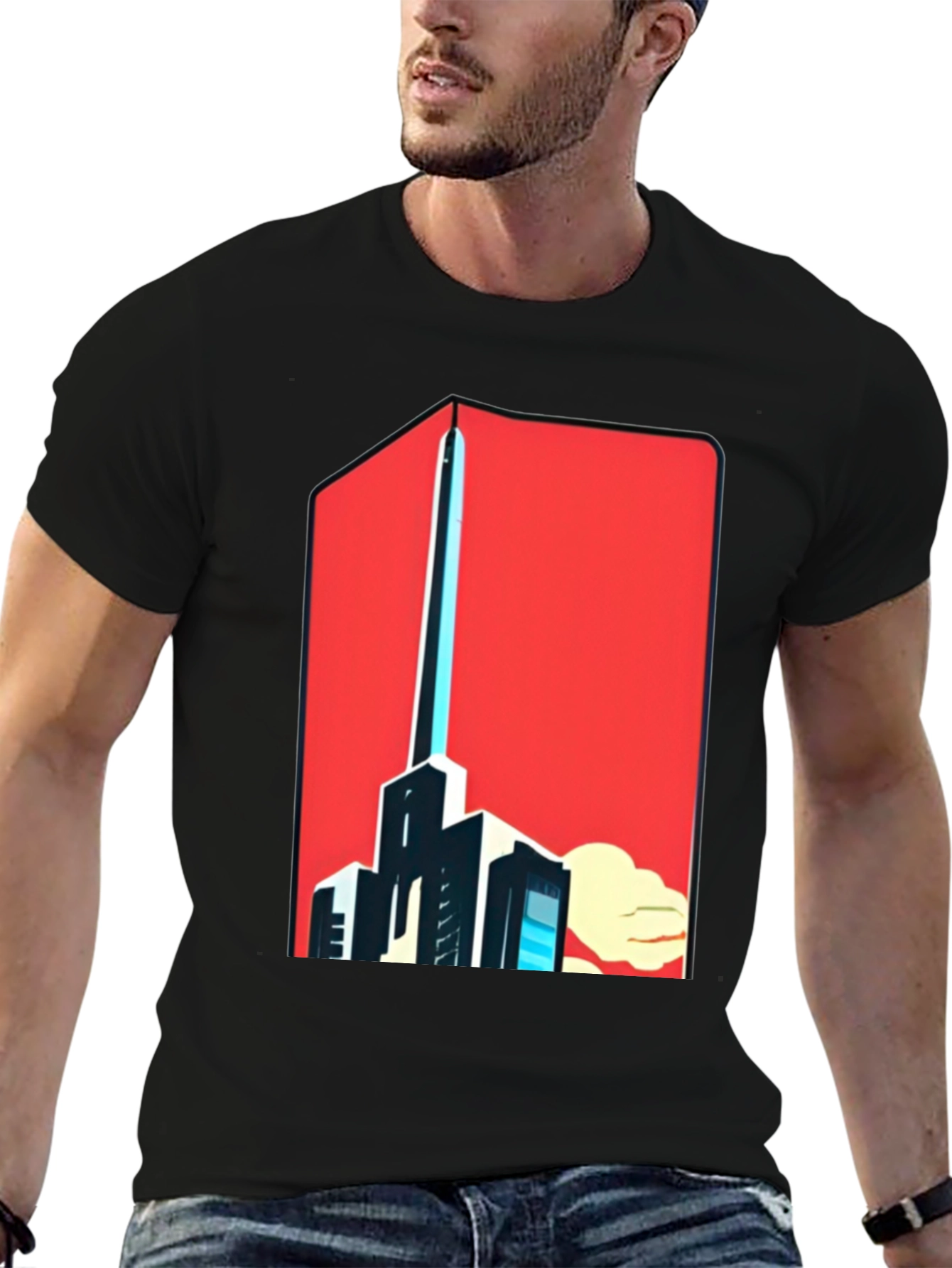 Bold Graphic Tee: Cityscape Art Design