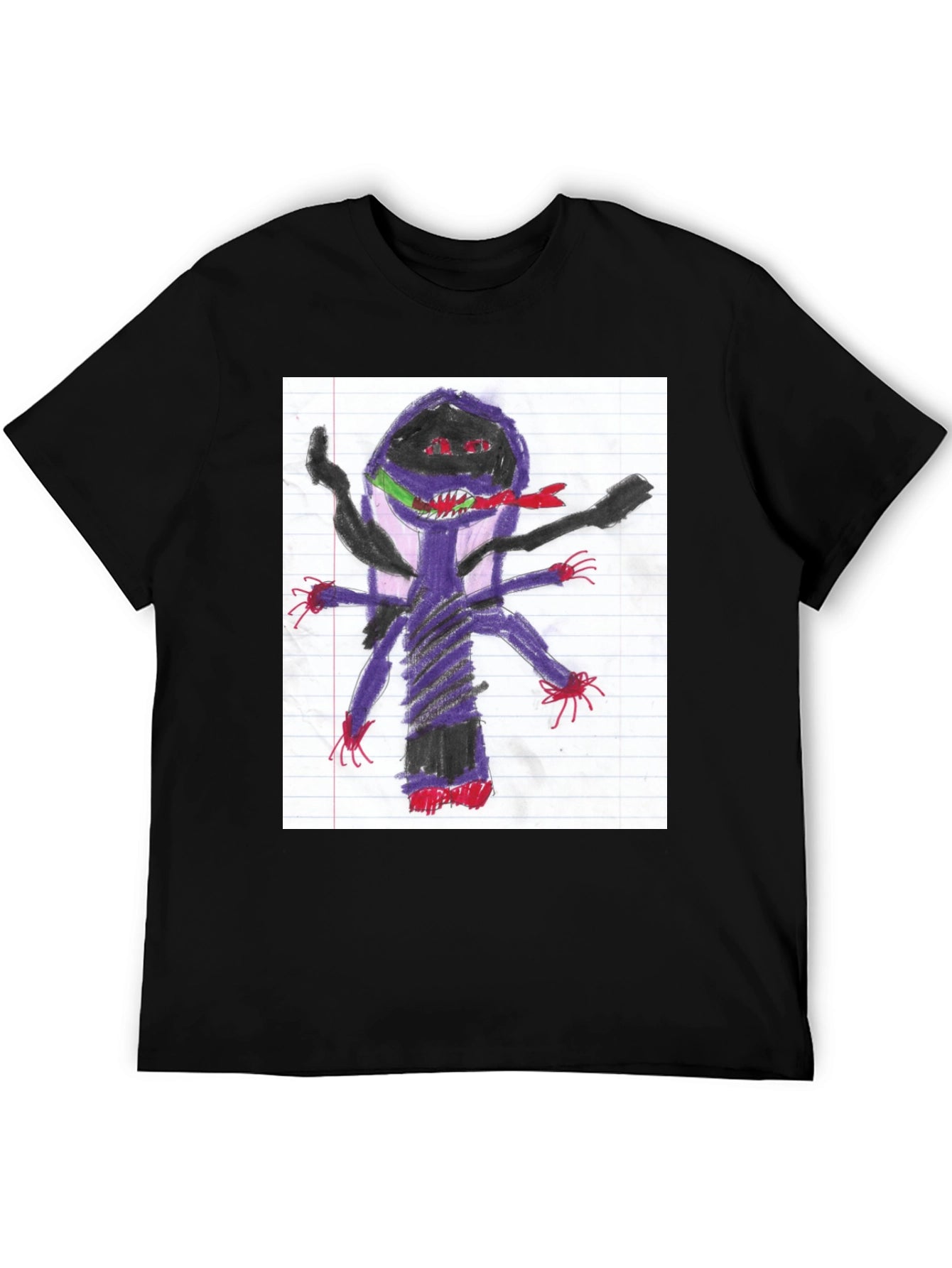 Unique Black T-Shirt with Monster Art