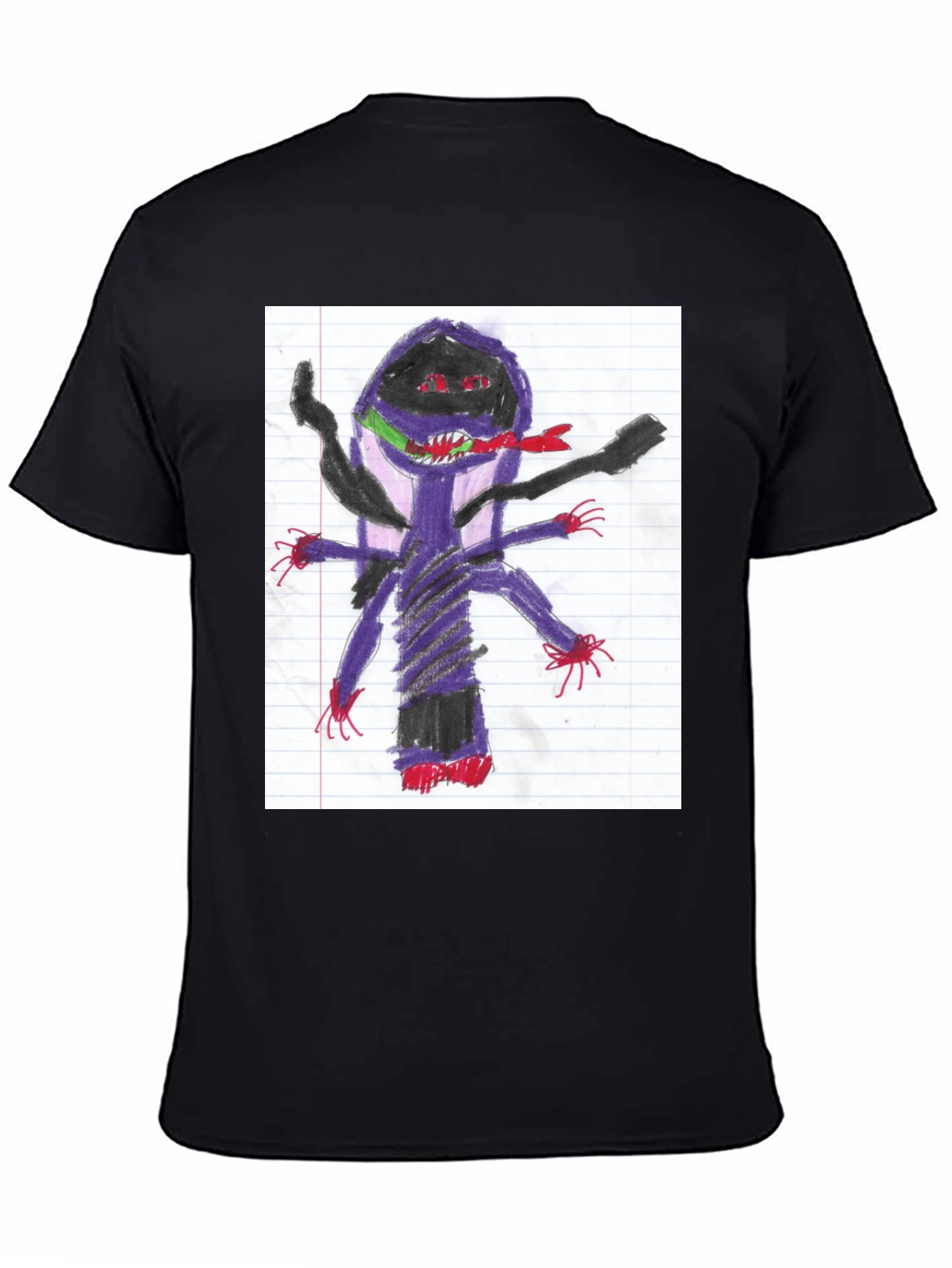 Unique Black T-Shirt with Monster Art