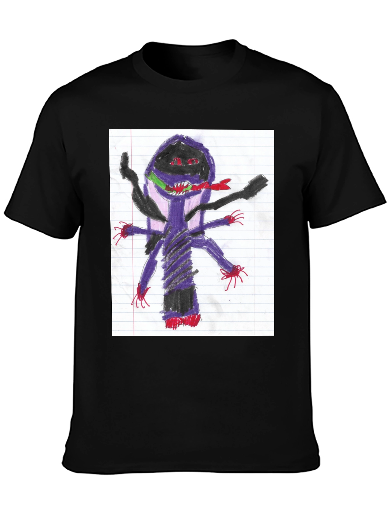 Unique Black T-Shirt with Monster Art