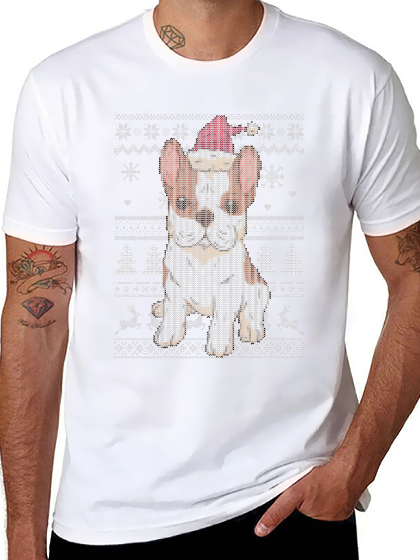Festive Dog Christmas Sweater T-Shirt