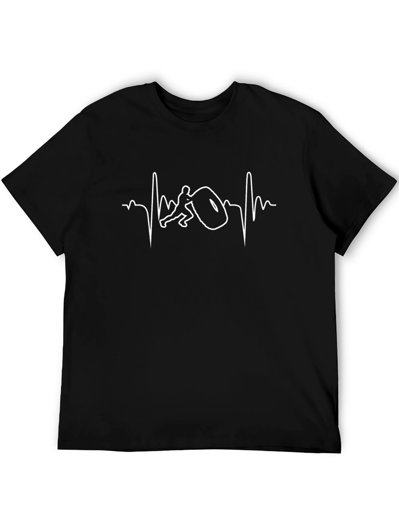 Weightlifting Heartbeat Graphic T-Shirt - Black