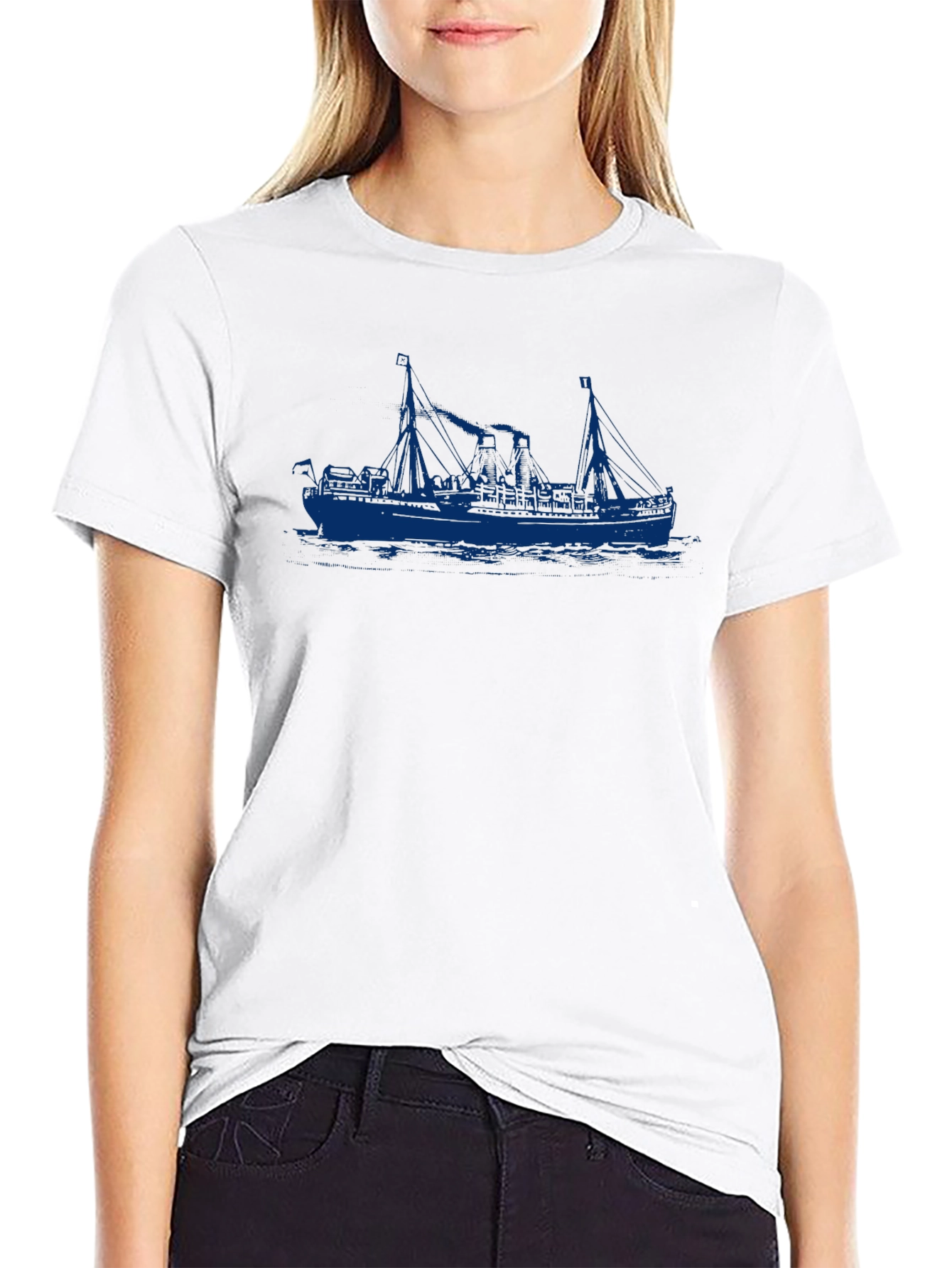 Nautical Ship Graphic Black T-Shirt