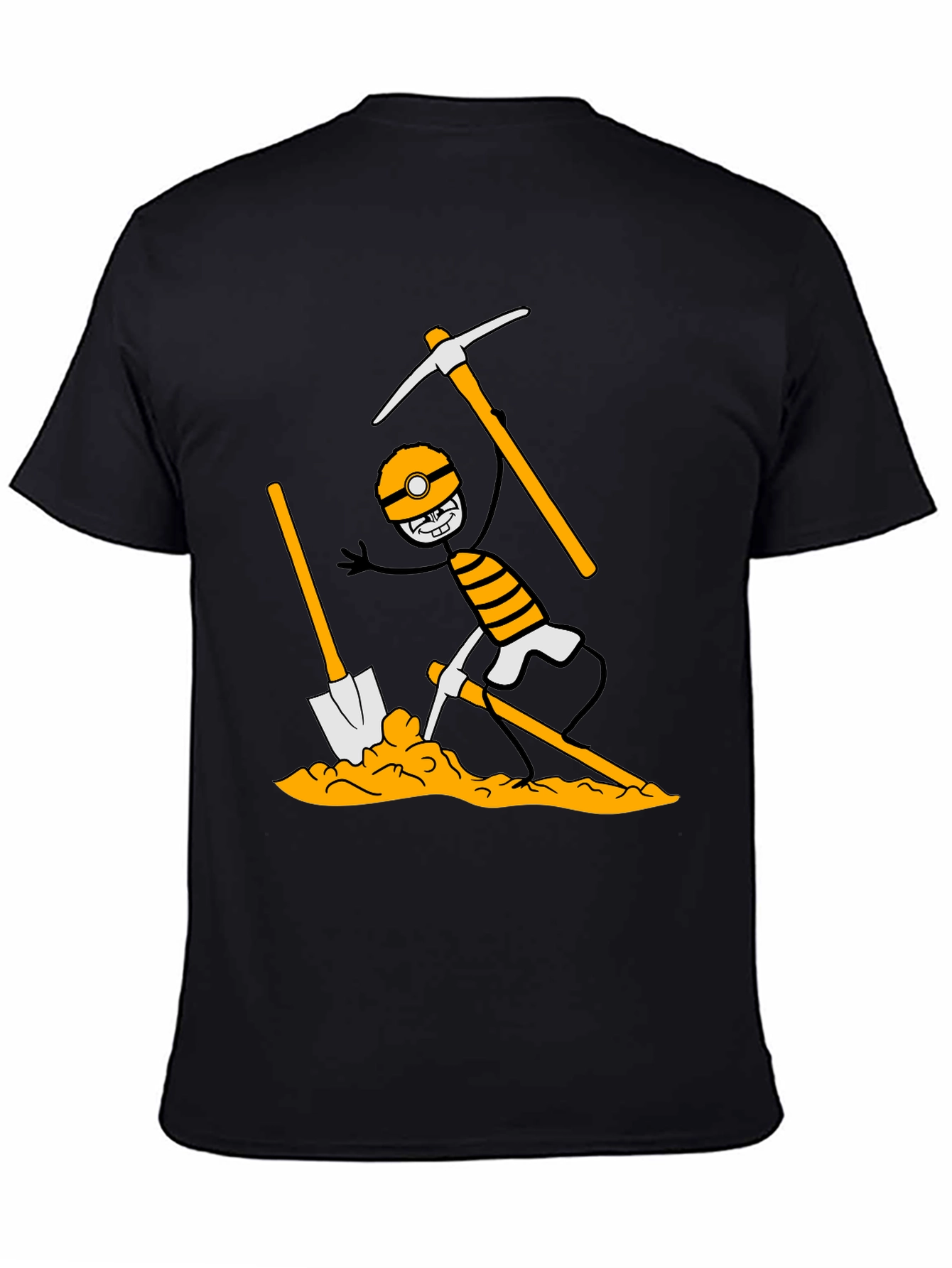 Miner Cartoon Graphic Print Tee - Black
