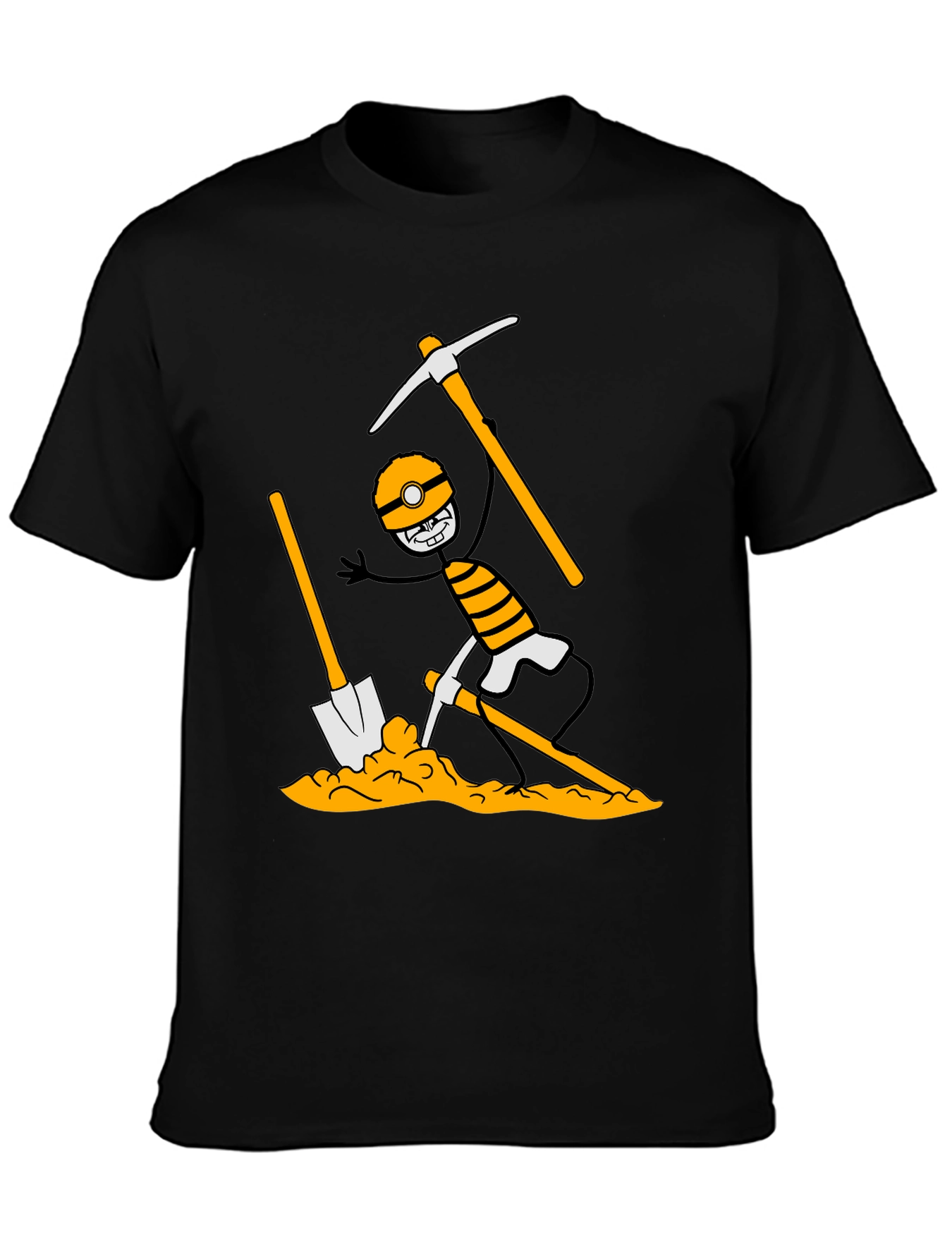 Miner Cartoon Graphic Print Tee - Black