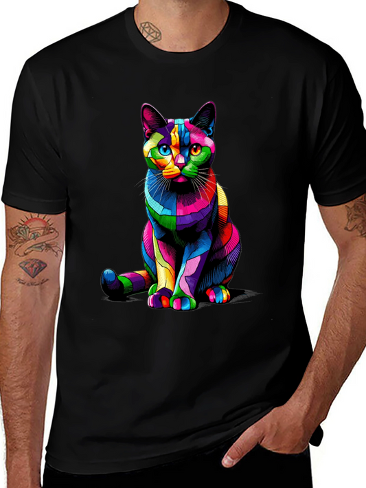 Colorful Cat Graphic Tee - Fun & Stylish T-Shirt