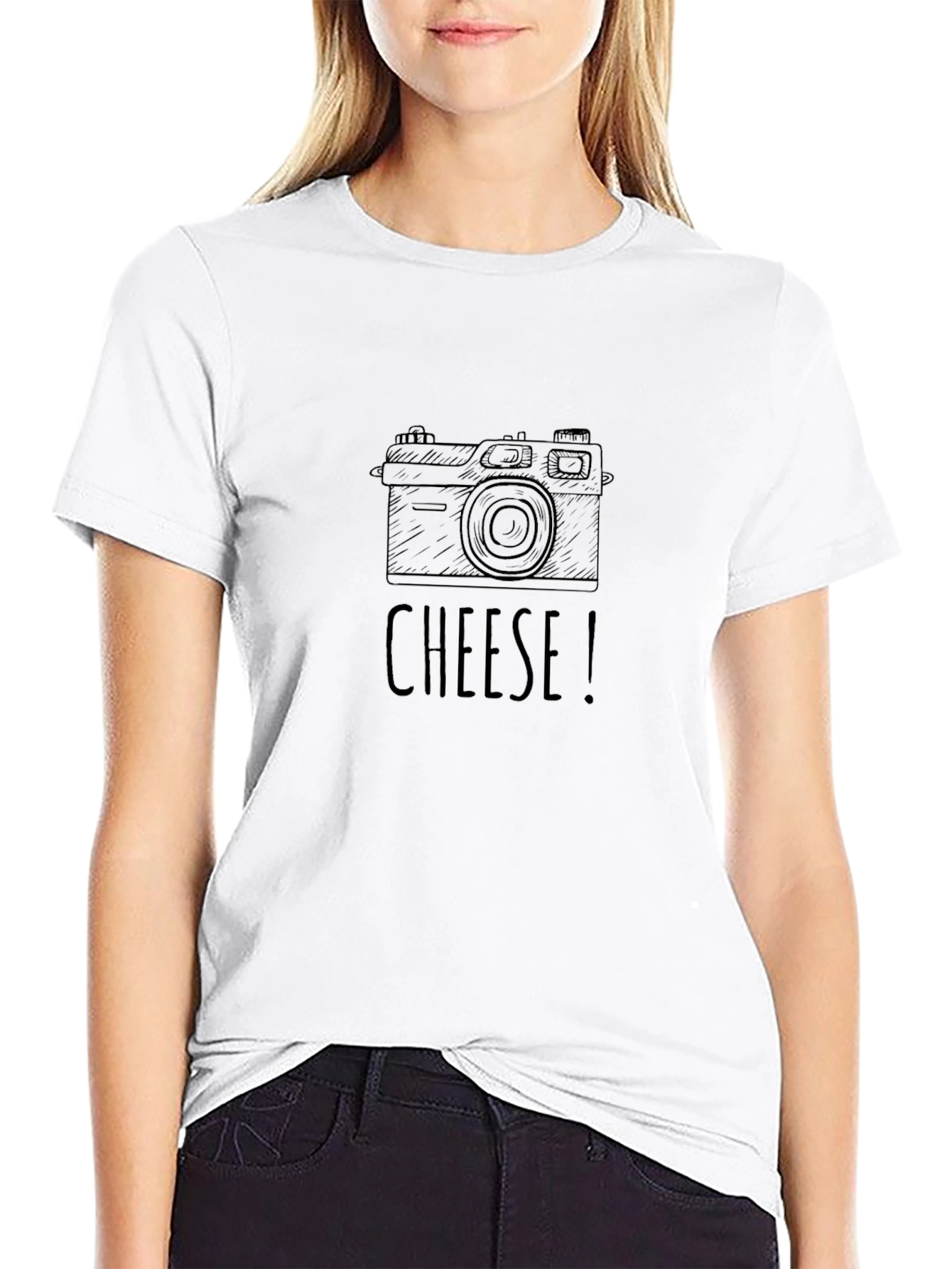 Camera Sketch T-Shirt - Cheese! Graphic Tee