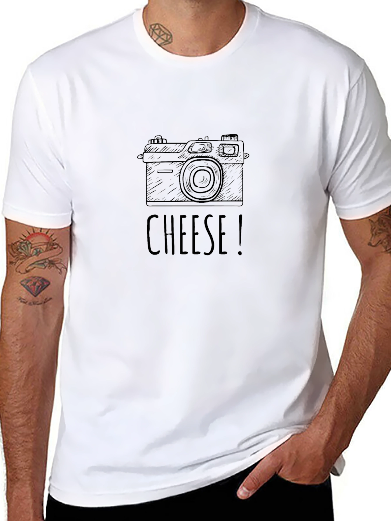 Camera Sketch T-Shirt - Cheese! Graphic Tee