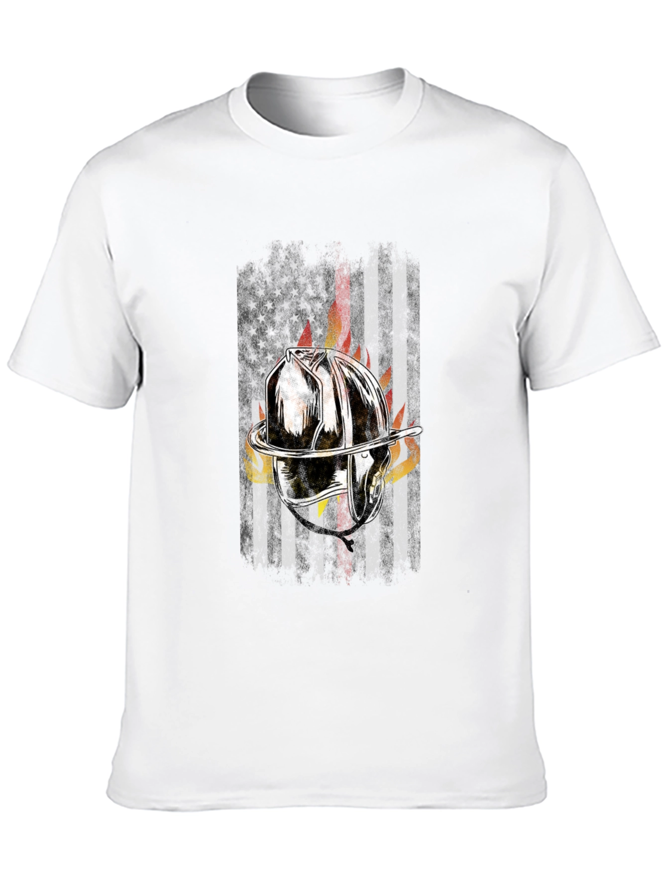 Firefighter Helmet Flag Graphic T-Shirt