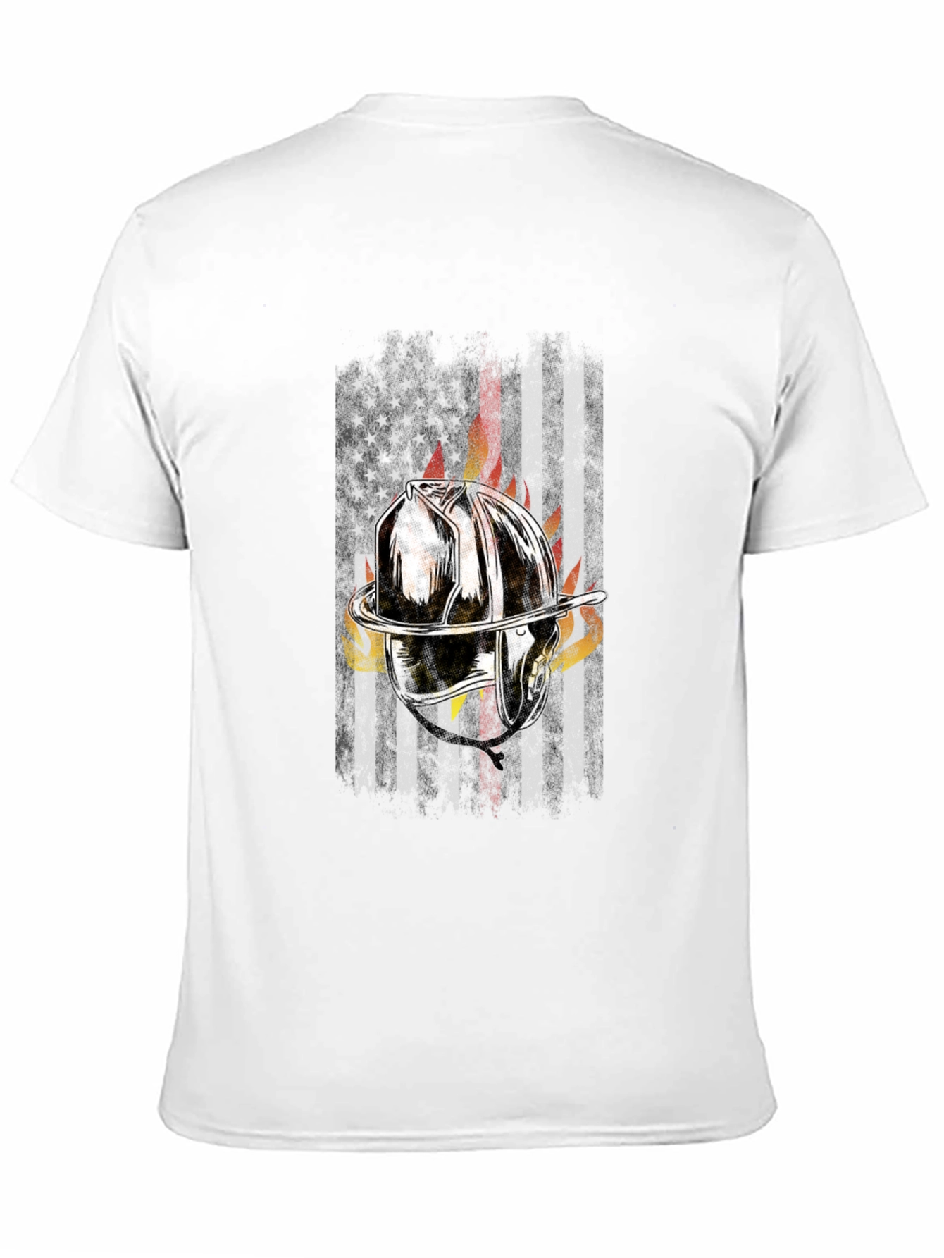 Firefighter Helmet Flag Graphic T-Shirt