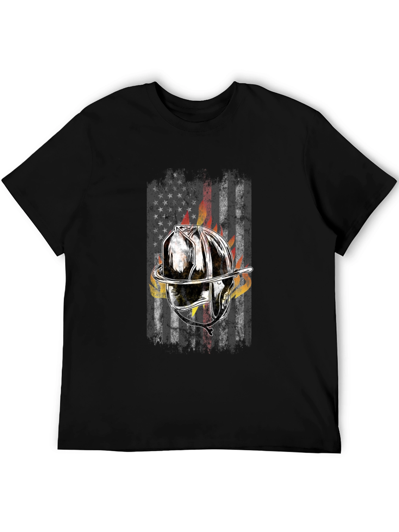 Firefighter Helmet Flag Graphic T-Shirt