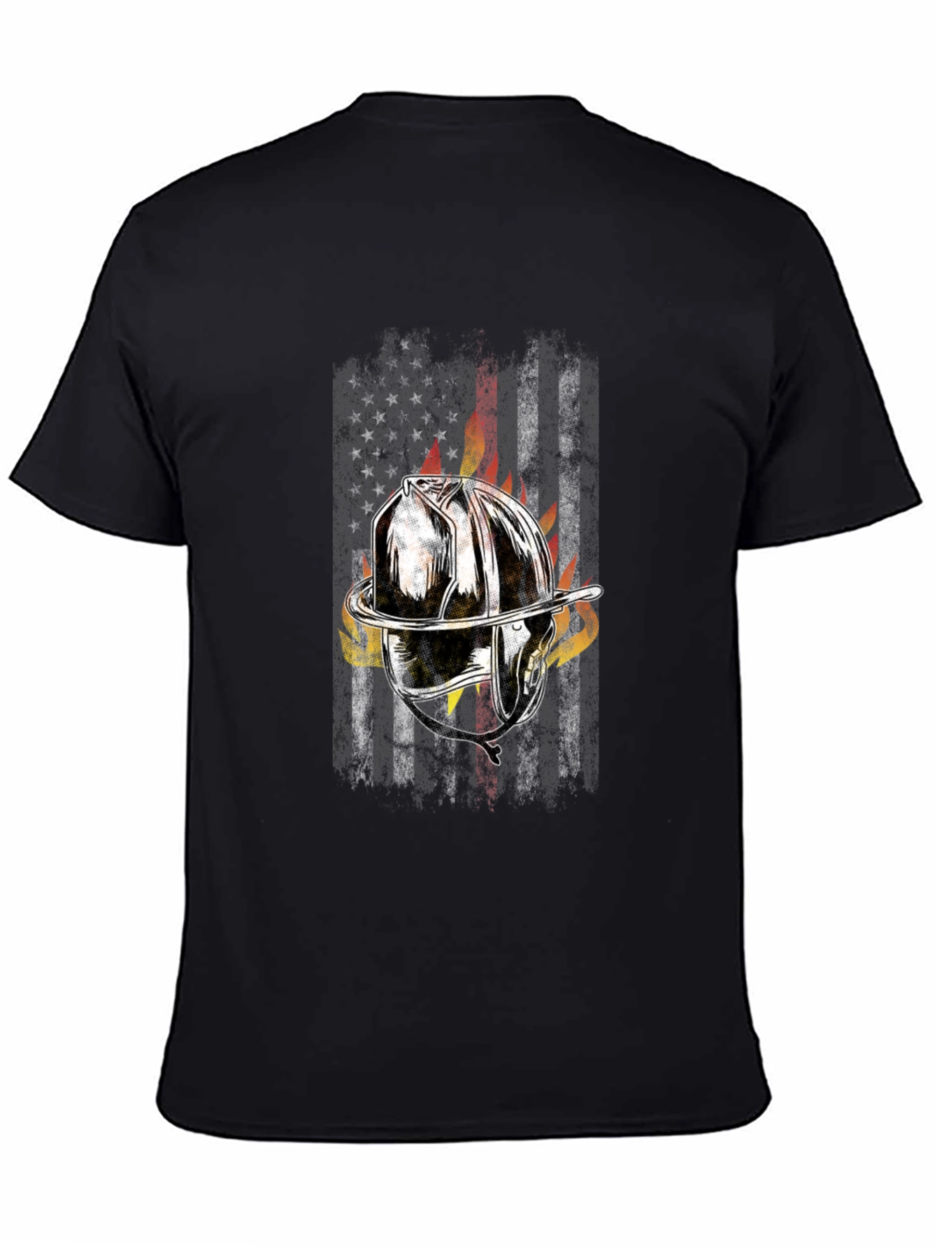 Firefighter Helmet Flag Graphic T-Shirt