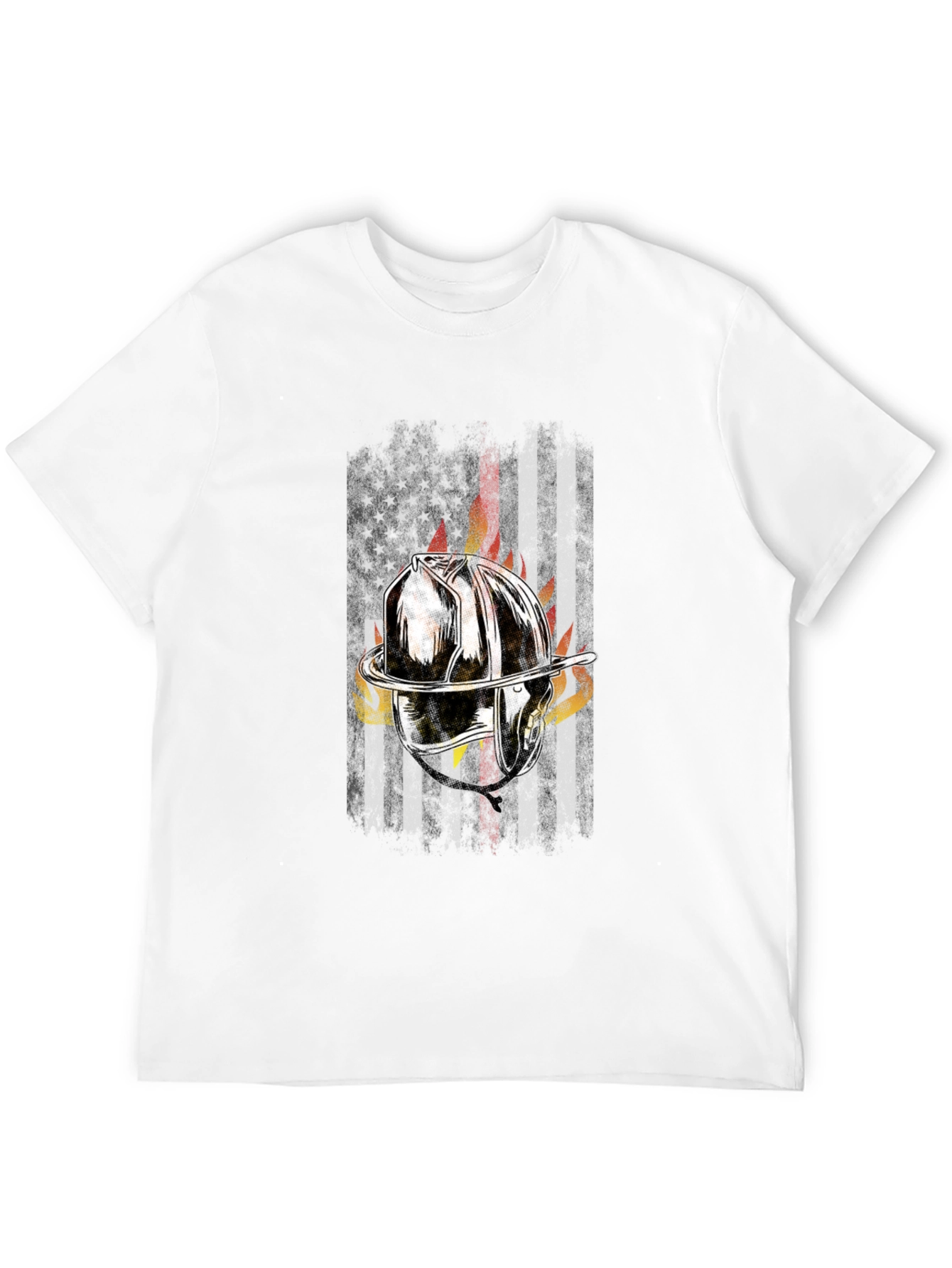 Firefighter Helmet Flag Graphic T-Shirt