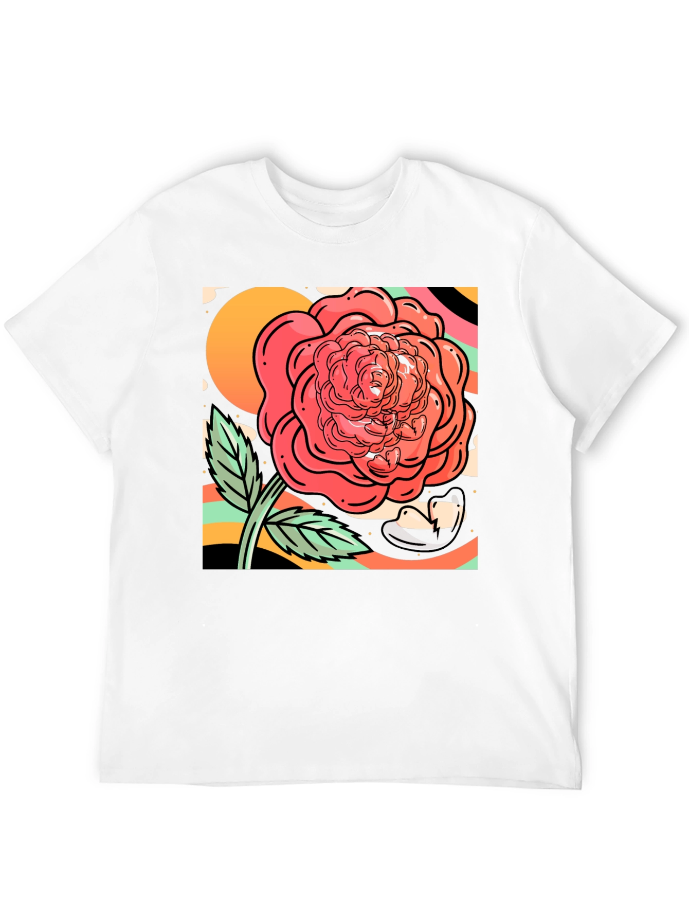 Rose Graphic Tee - Black Cotton Blend