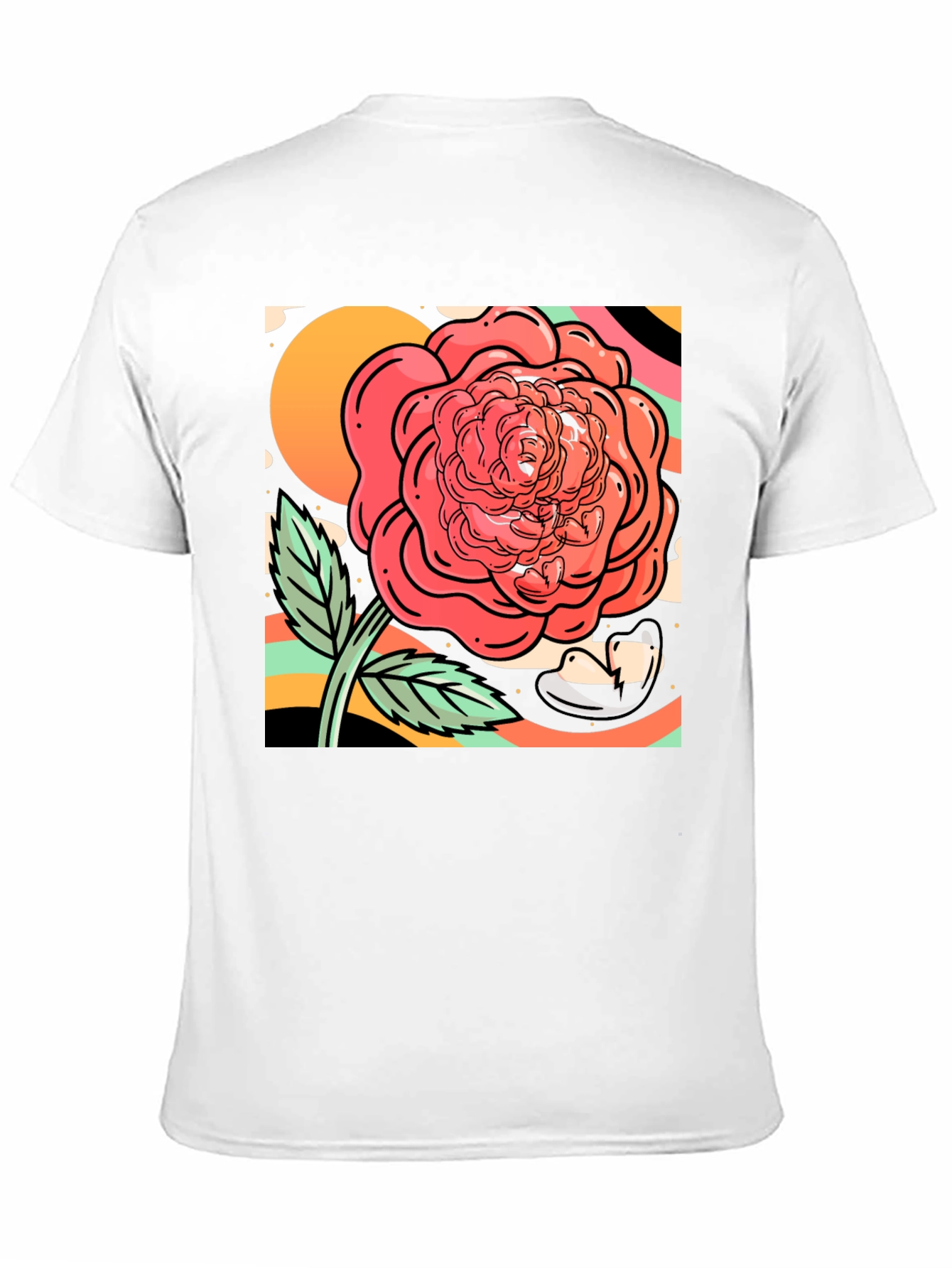 Rose Graphic Tee - Black Cotton Blend