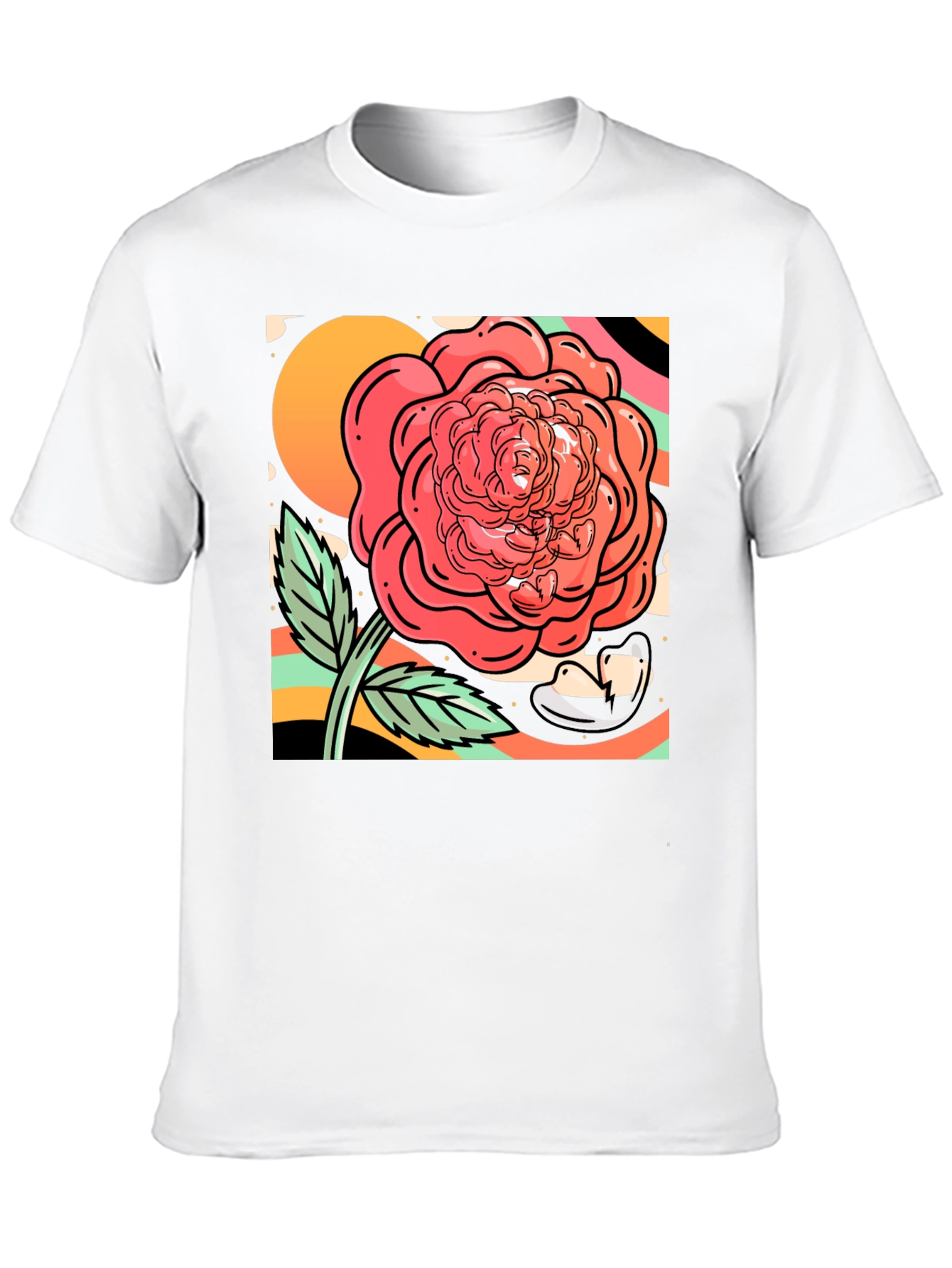 Rose Graphic Tee - Black Cotton Blend