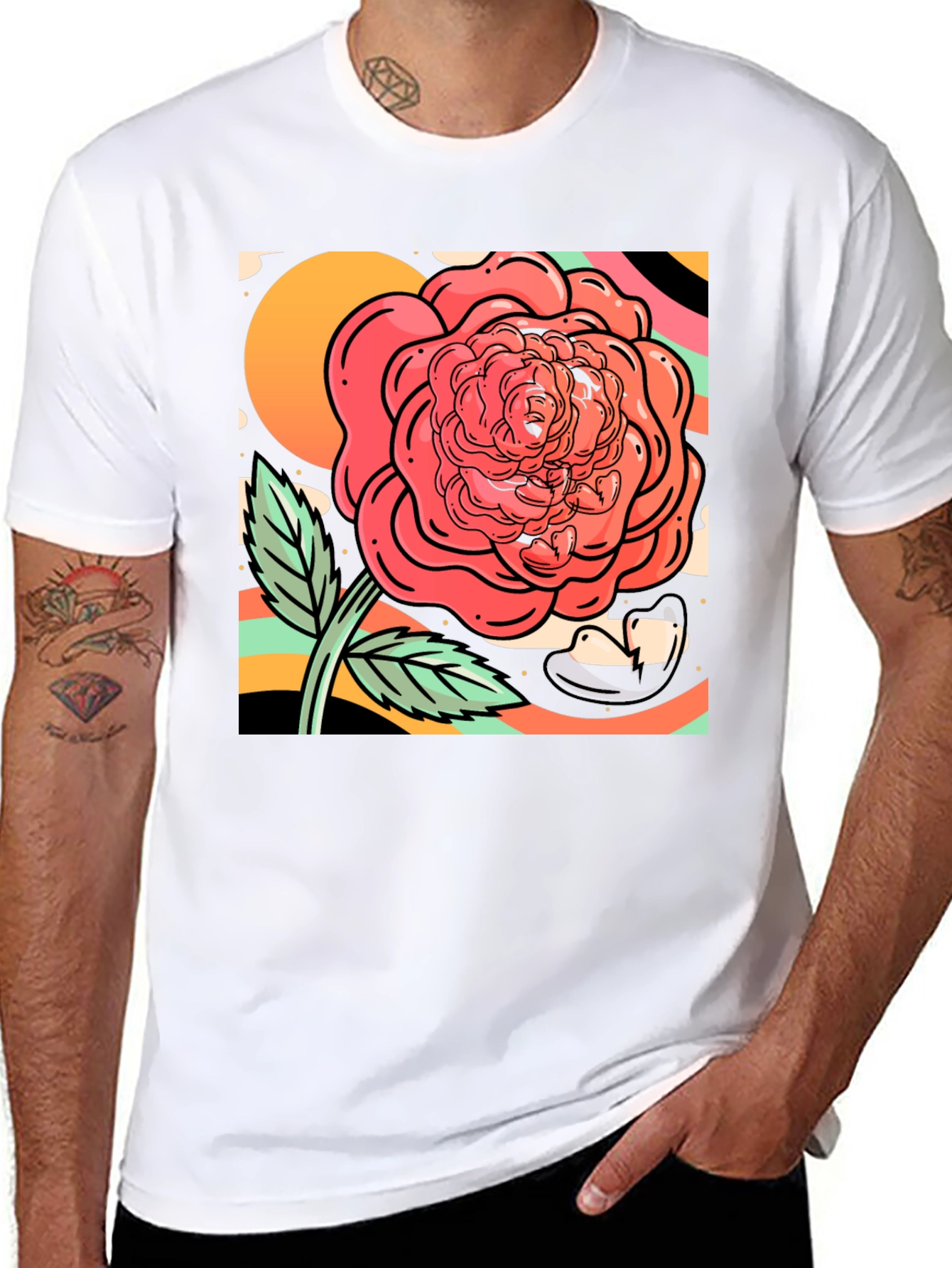 Rose Graphic Tee - Black Cotton Blend