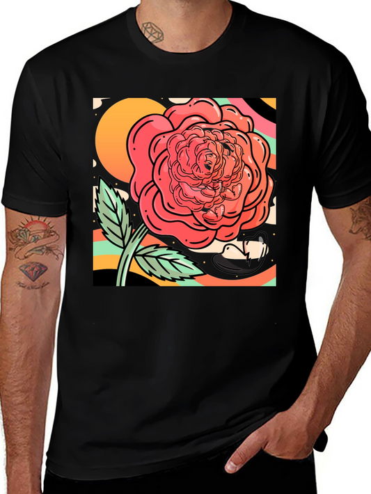 Rose Graphic Tee - Black Cotton Blend
