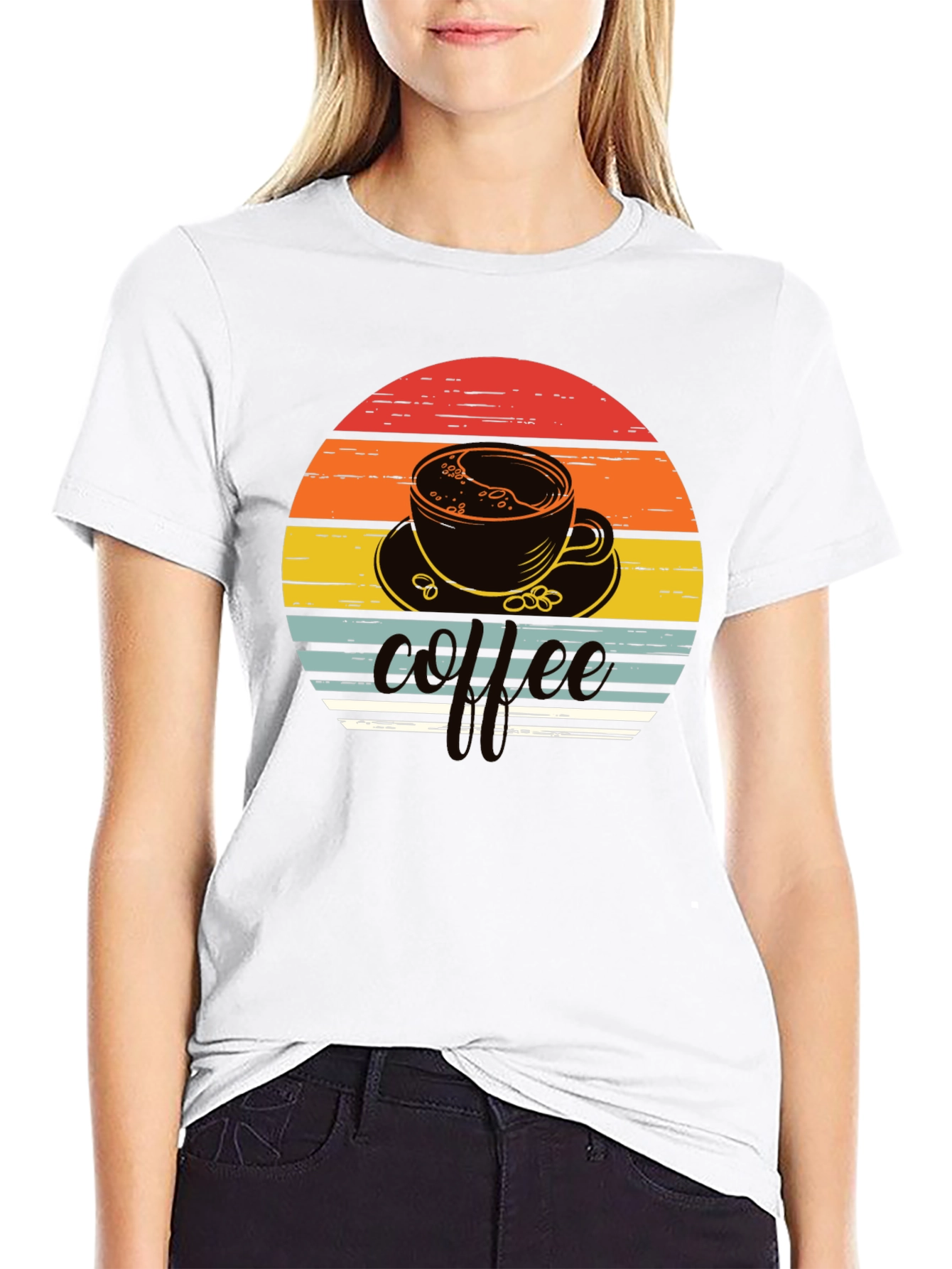 Retro Coffee Cup T-Shirt - Black