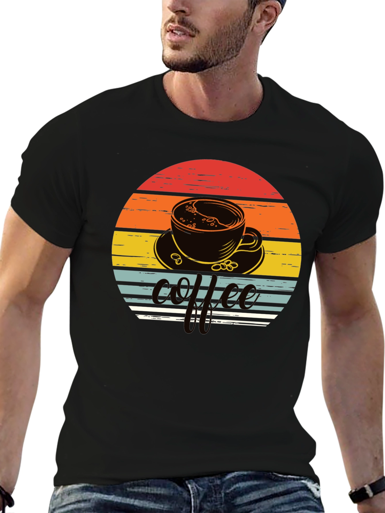 Retro Coffee Cup T-Shirt - Black
