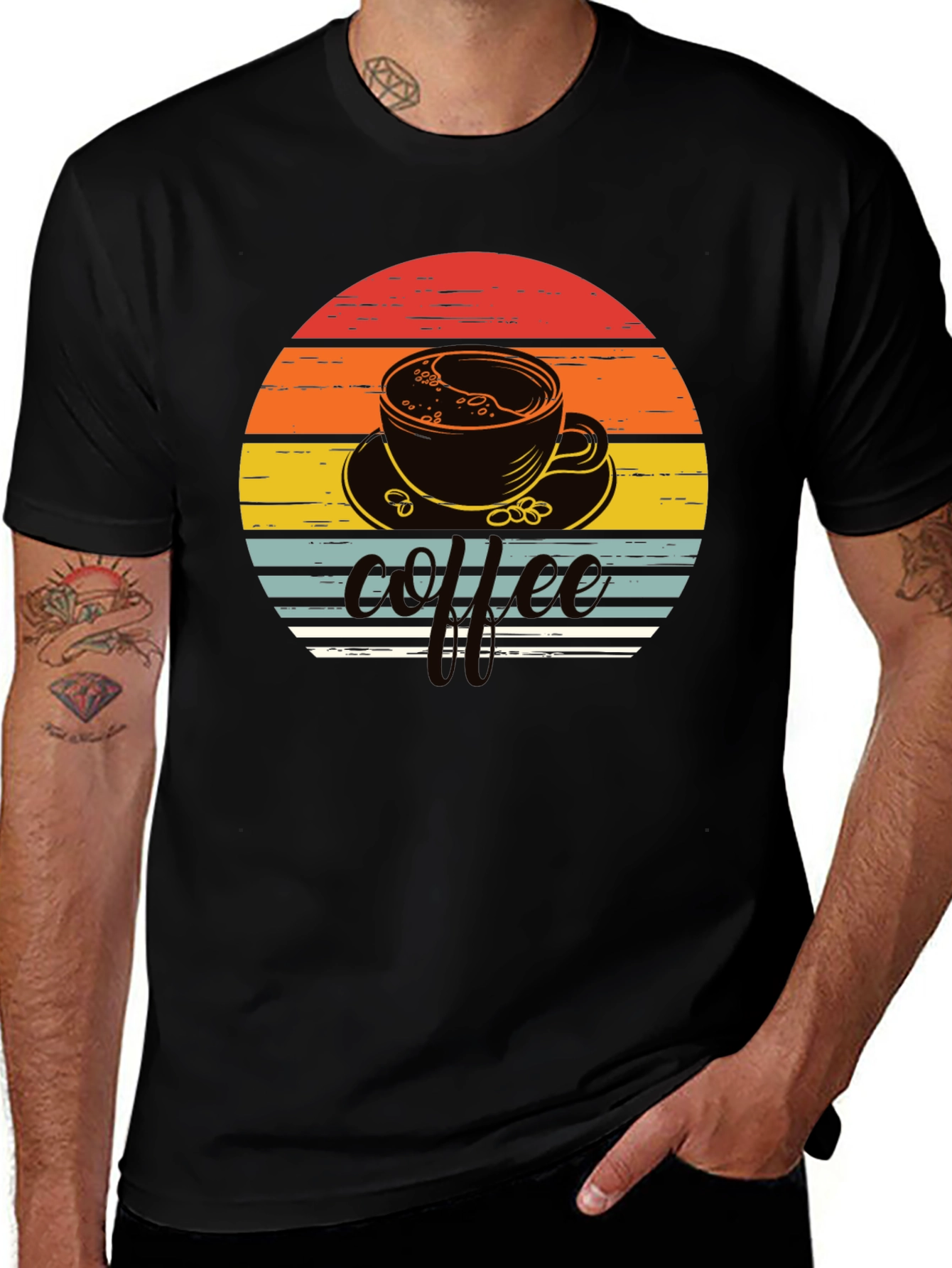 Retro Coffee Cup T-Shirt - Black