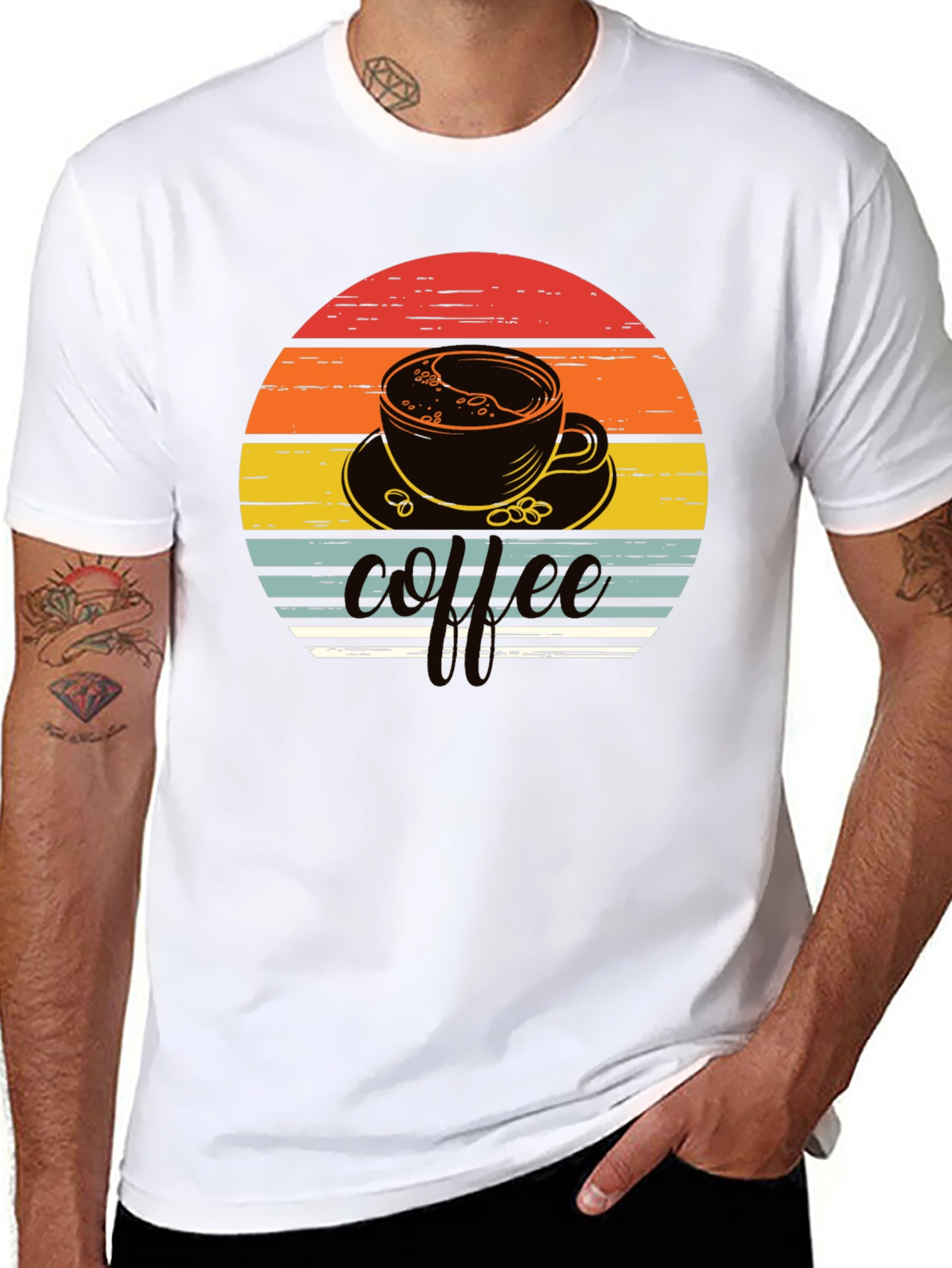 Retro Coffee Cup T-Shirt - Black