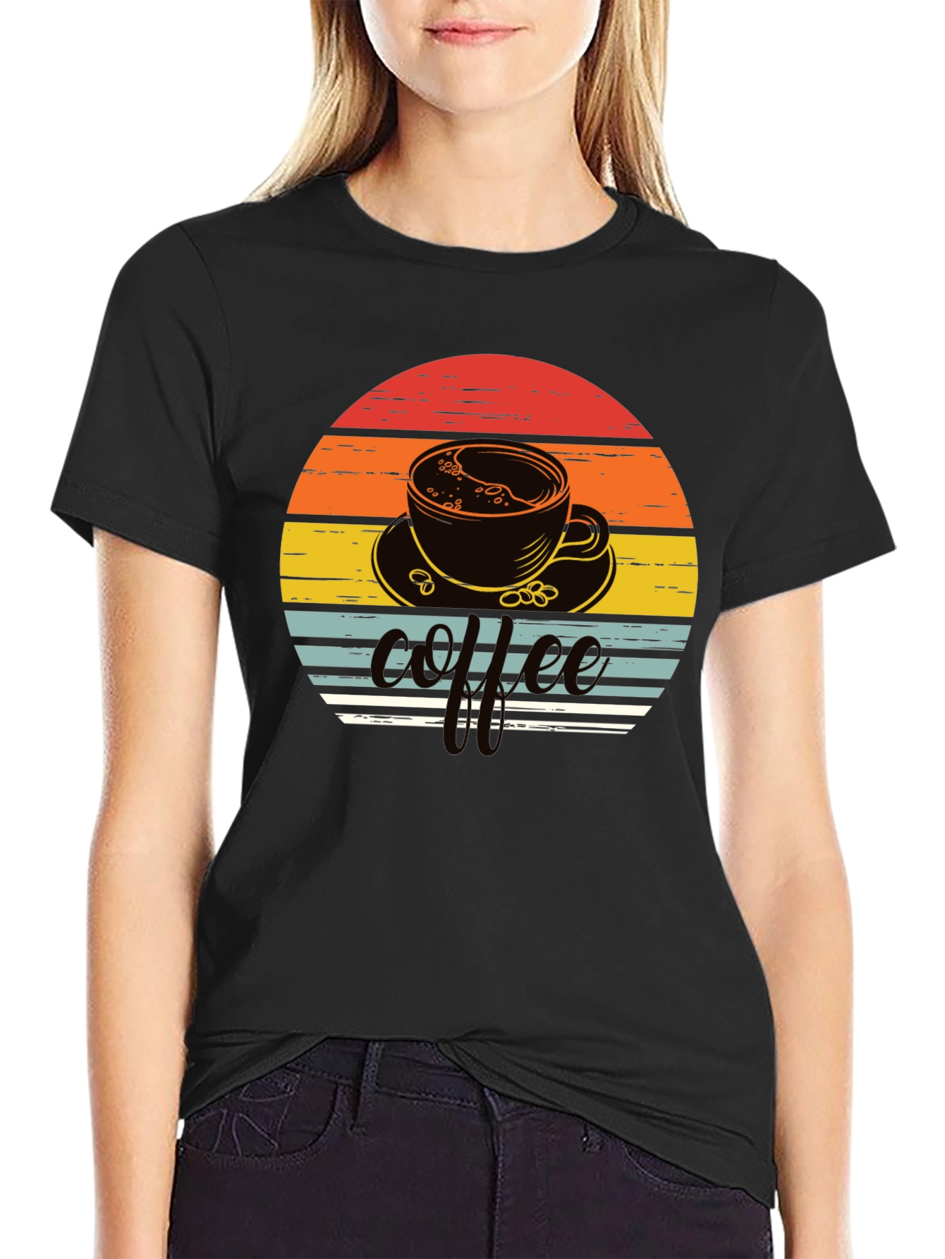 Retro Coffee Cup T-Shirt - Black