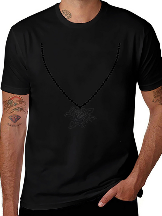 Rose & Beads Graphic Tee - Mens Black T-Shirt