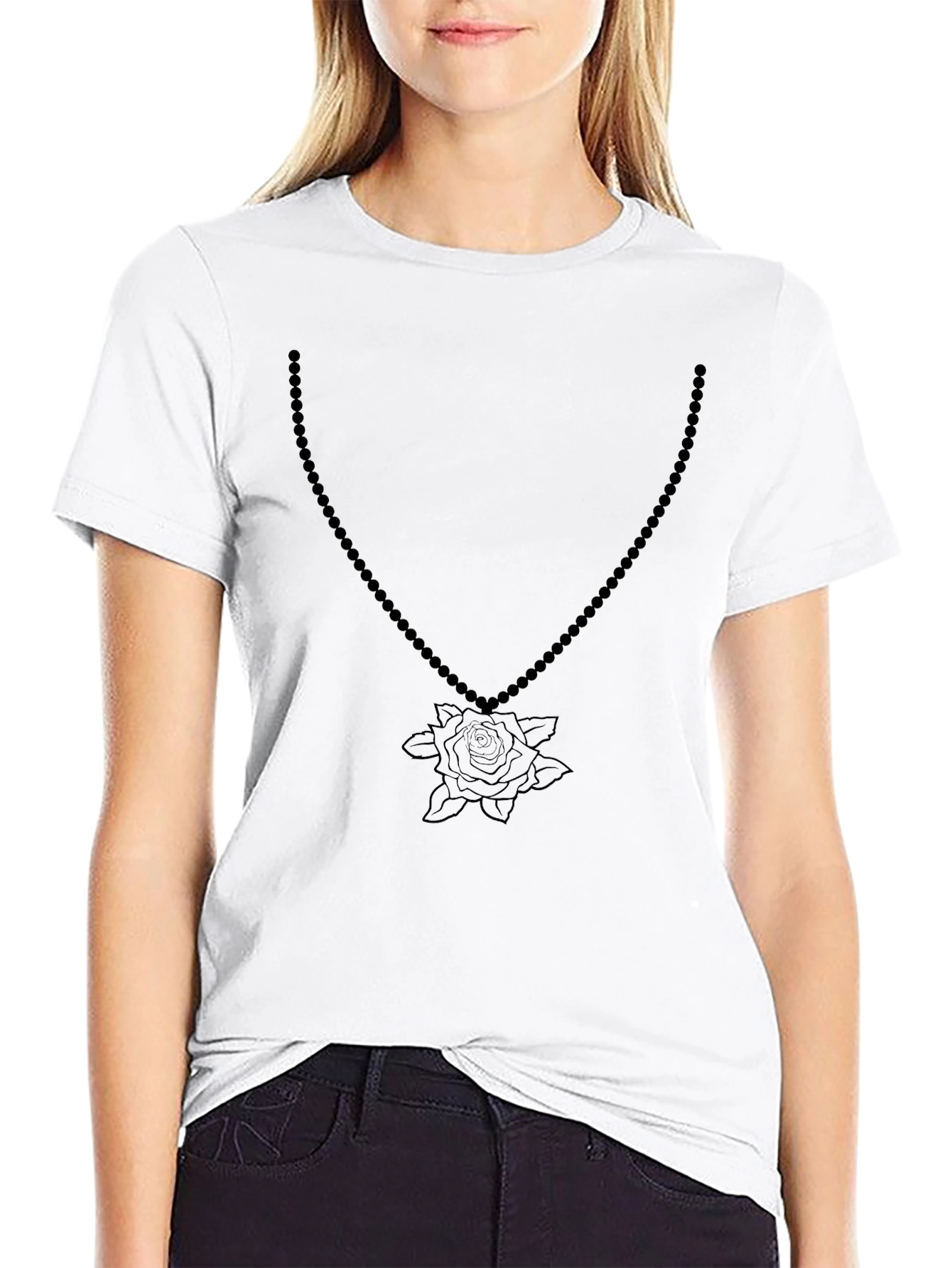 Rose & Beads Graphic Tee - Mens Black T-Shirt