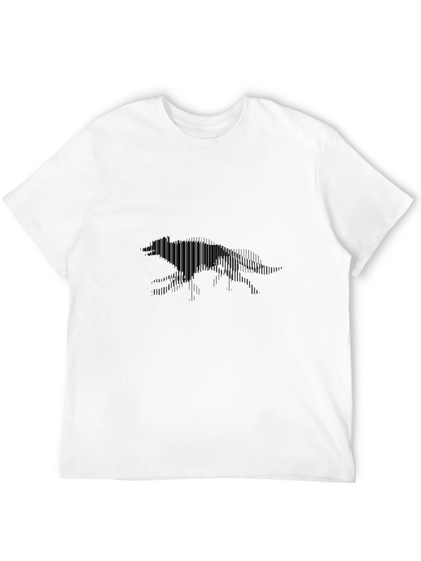 Black T-Shirt with Geometric Fox Design