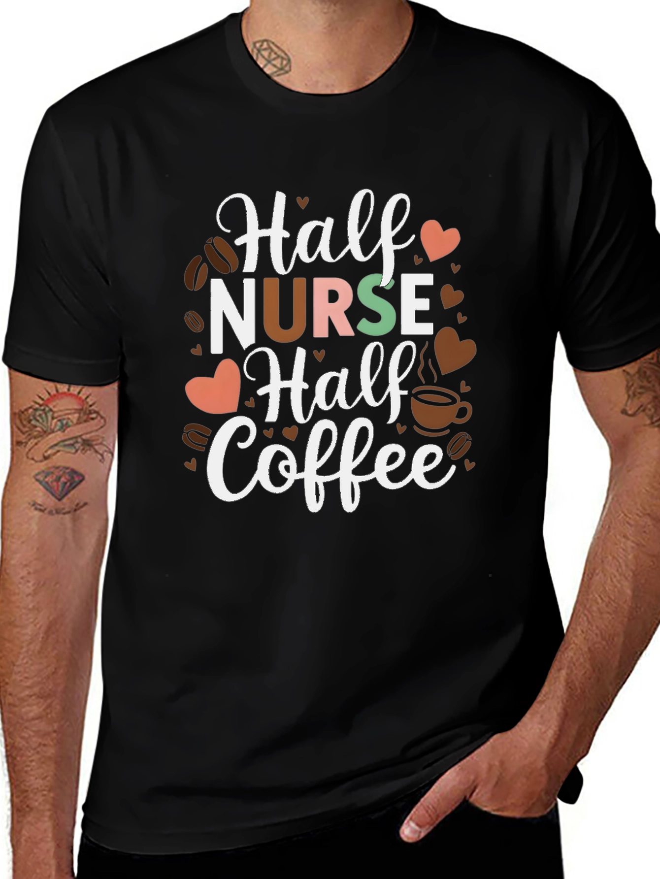 Half Nurse Half Coffee Graphic T-Shirt
