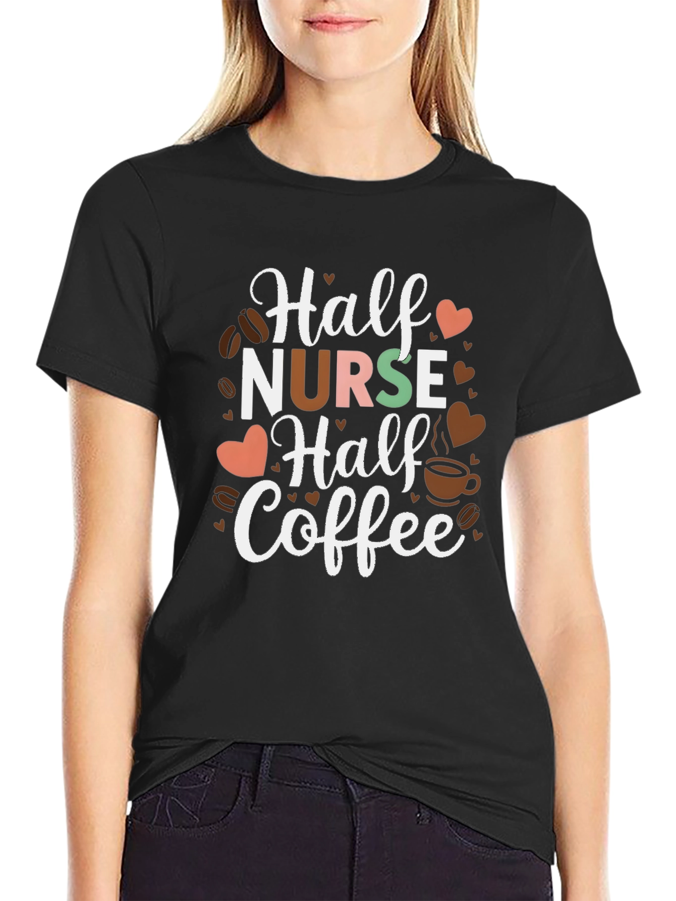 Half Nurse Half Coffee Graphic T-Shirt